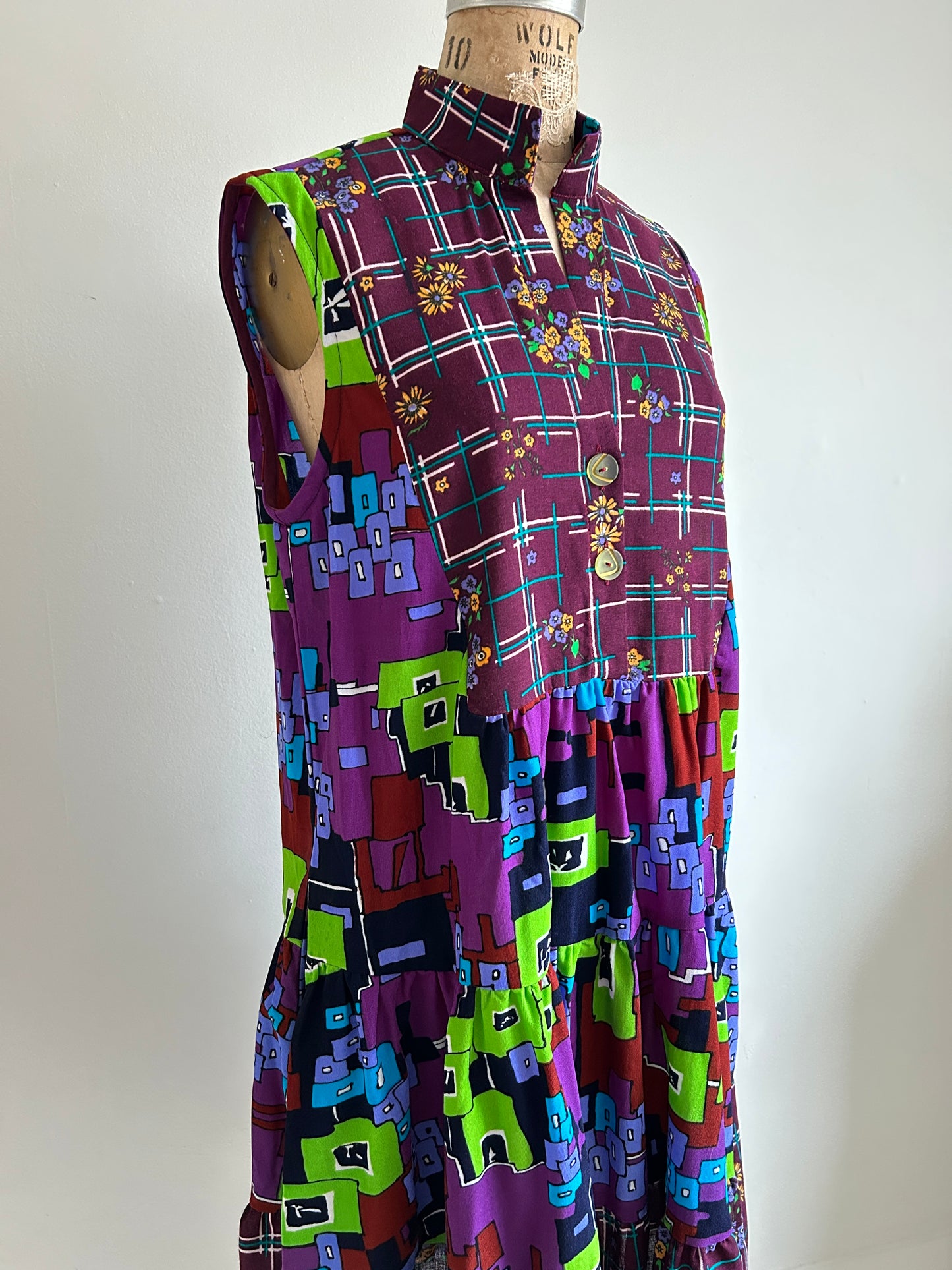 Carrie Dress - One of a Kind Upcycled & Vintage Textiles Size L/XL #CAR19
