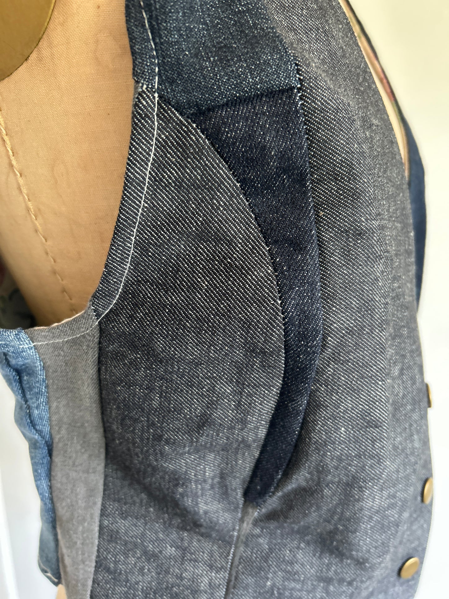 Leni Reclaimed Patchwork Denim Vest with Cotton Lining S/M #LENI5