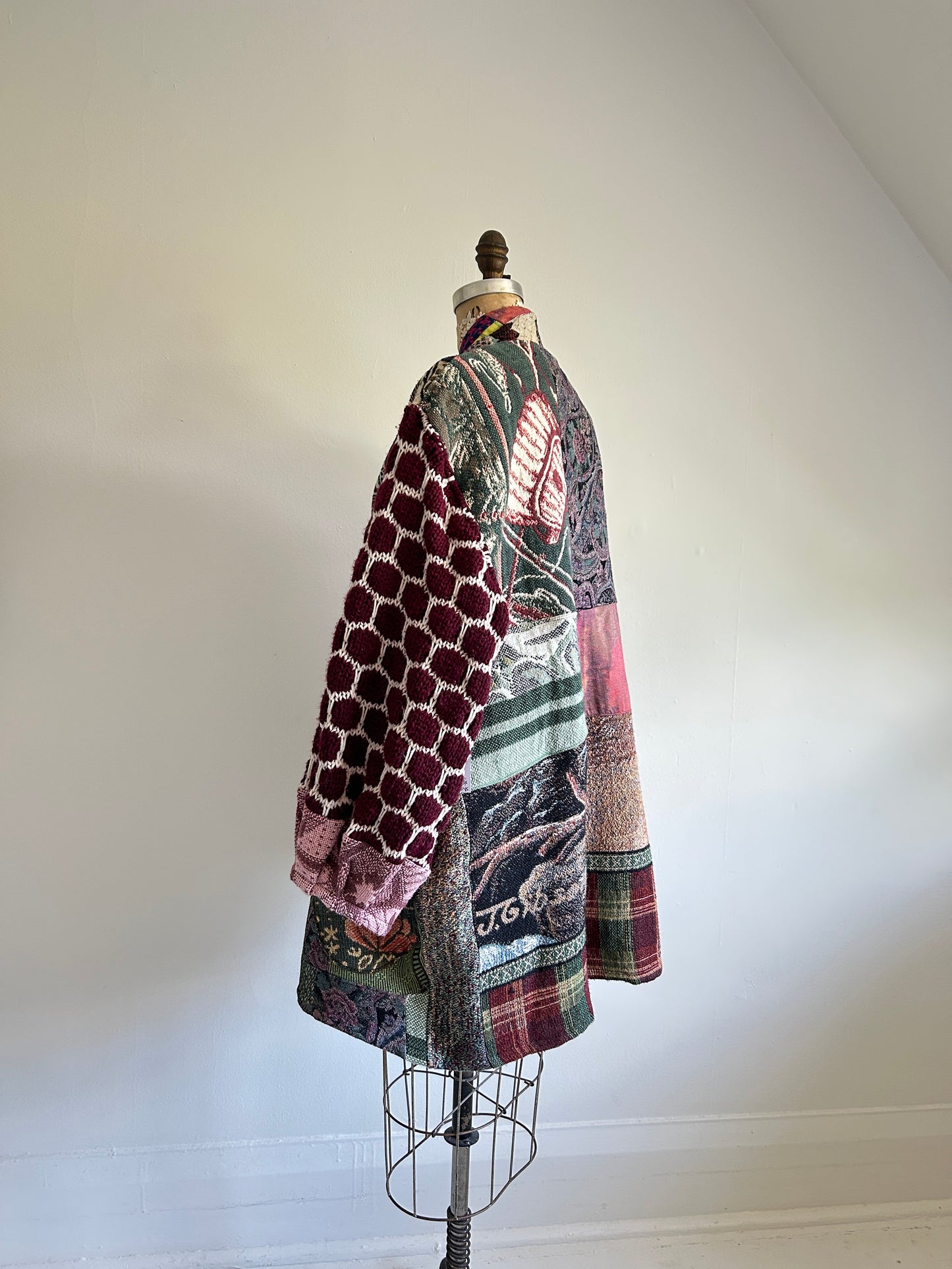 Vivianne Jacket with Upcycled Throw & Afghan Knit Blanket Patchwork Size 2X/3X #CVJT23X16