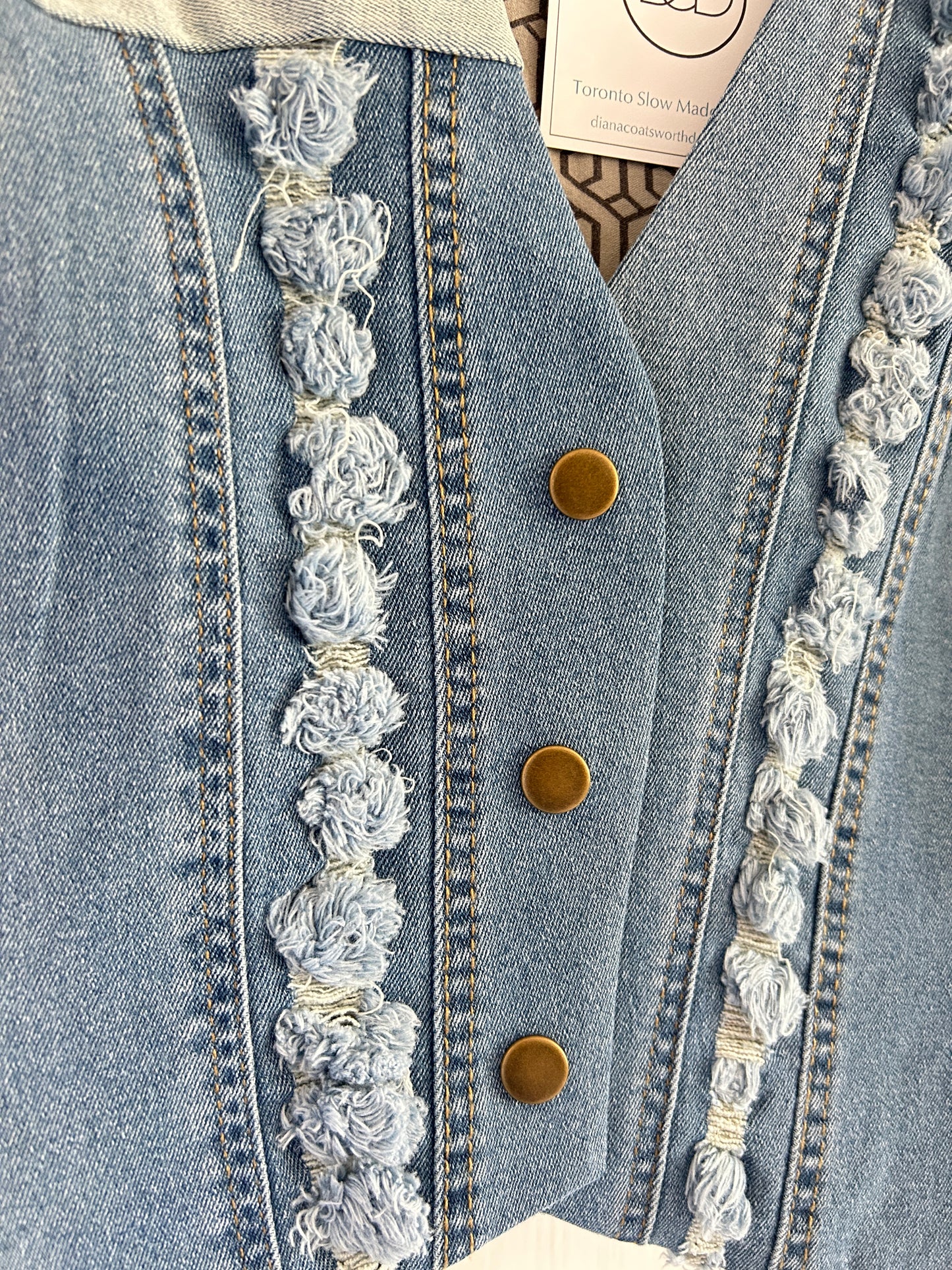 Leni Reclaimed Patchwork Denim Vest with Cotton Lining XL #LENI8