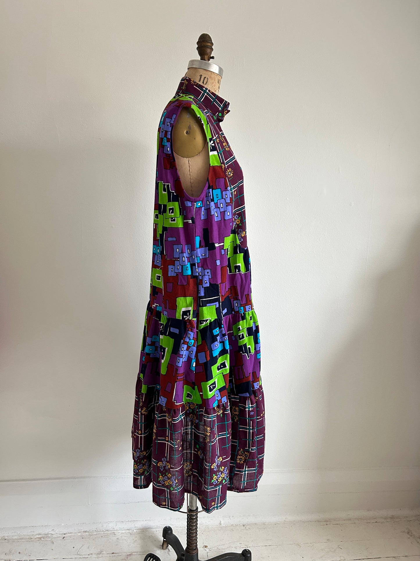 Carrie Dress - One of a Kind Upcycled & Vintage Textiles Size L/XL #CAR19