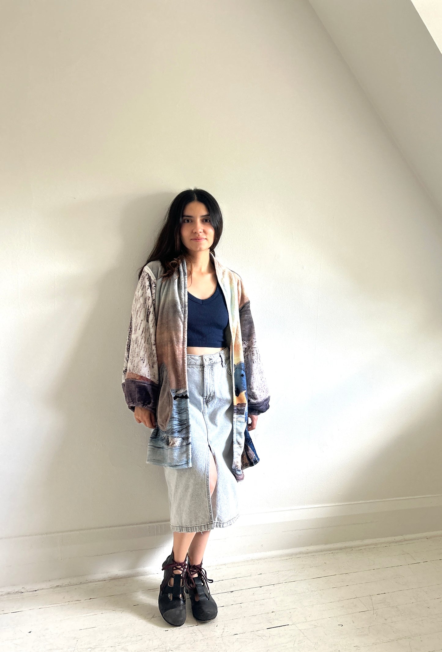 Vivianne Jacket with Upcycled Fleece Throw Blanket Horse Size S/M #VIVFLE1
