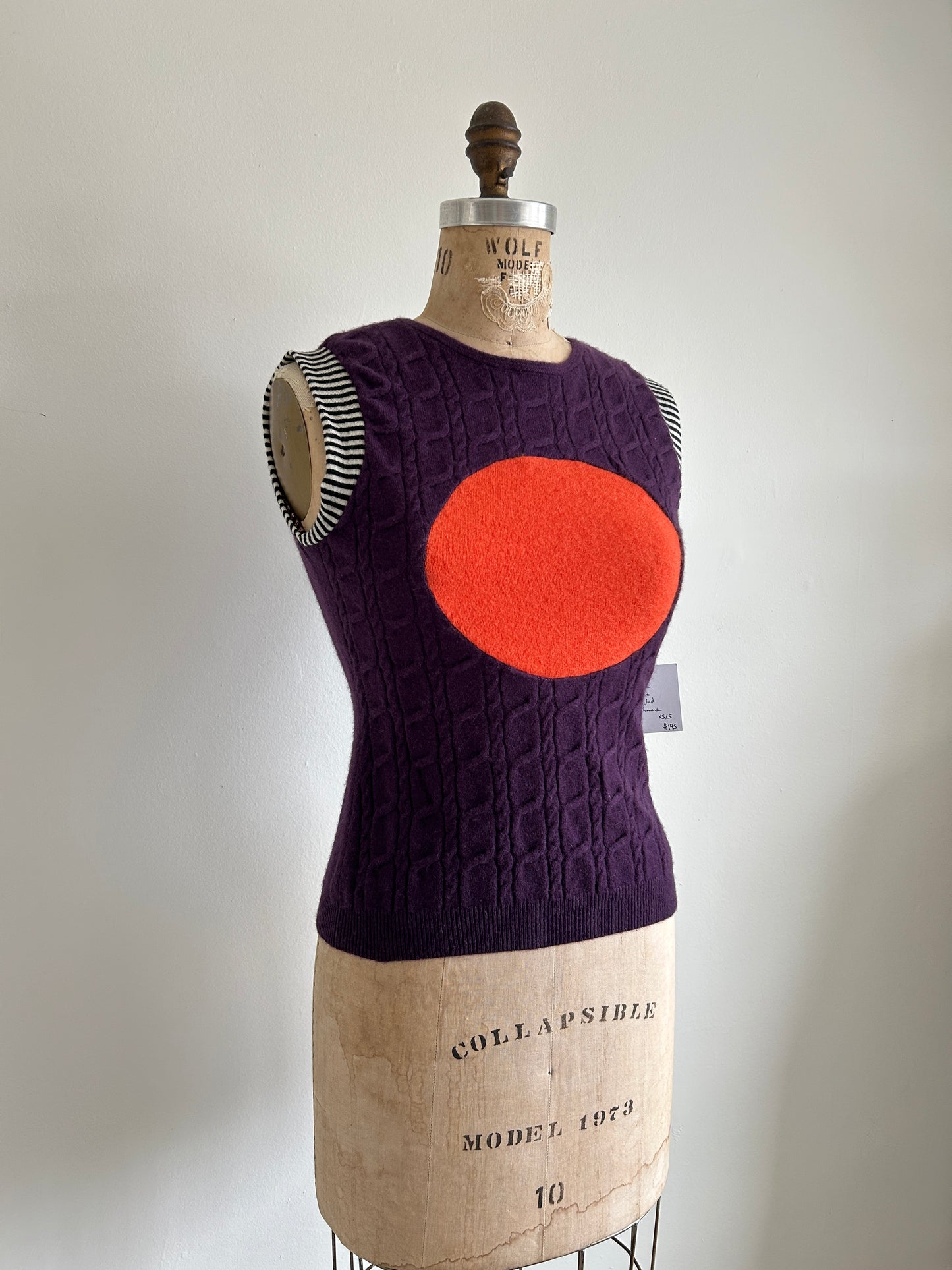 Abstract Art Patched Upcycled Cashmere Vest Size XS/S #ARTV13
