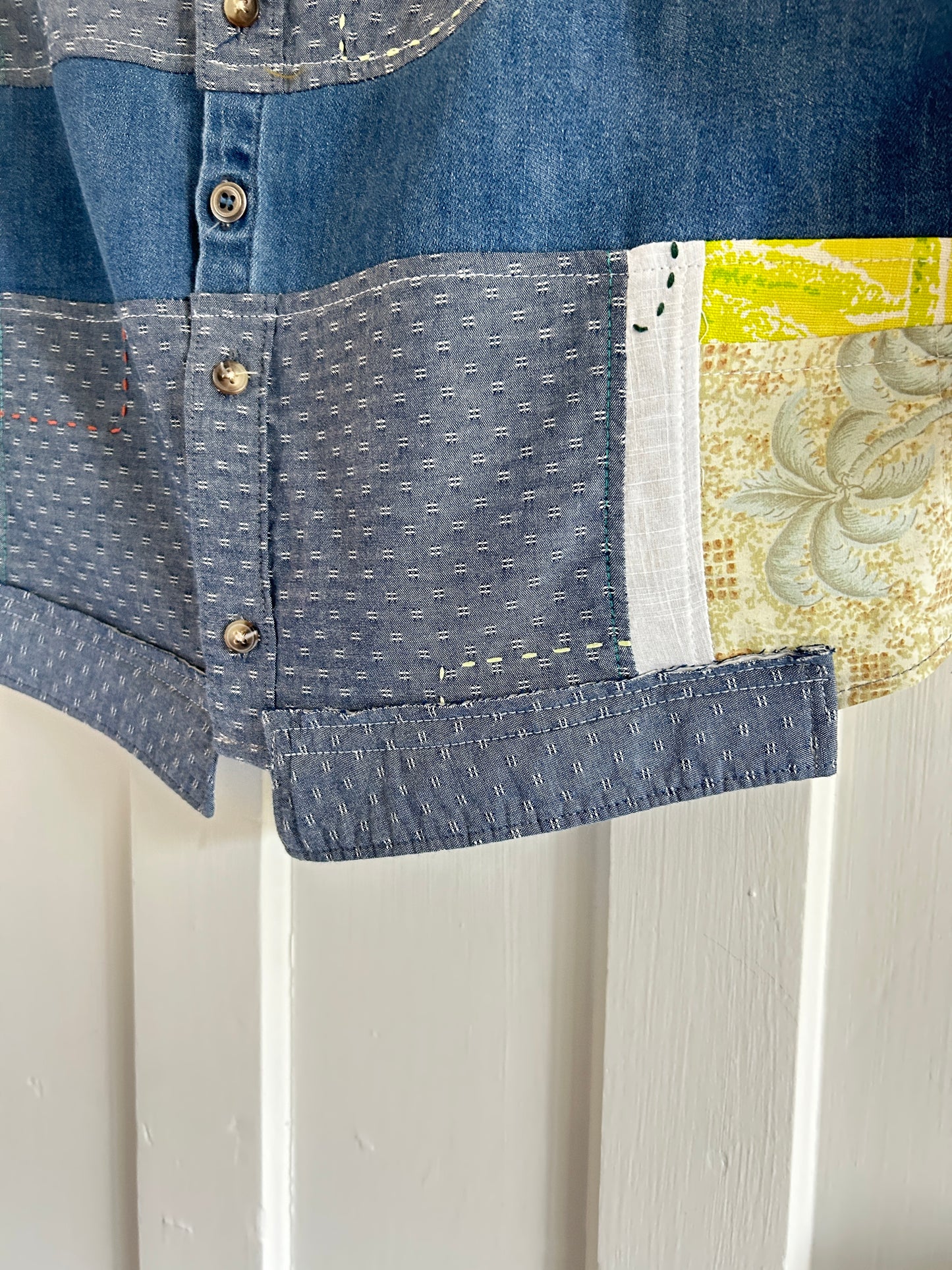 Reworked “Tuxedo Workwear” Buttondown Shirt with Handstitching S/M #TBSM1