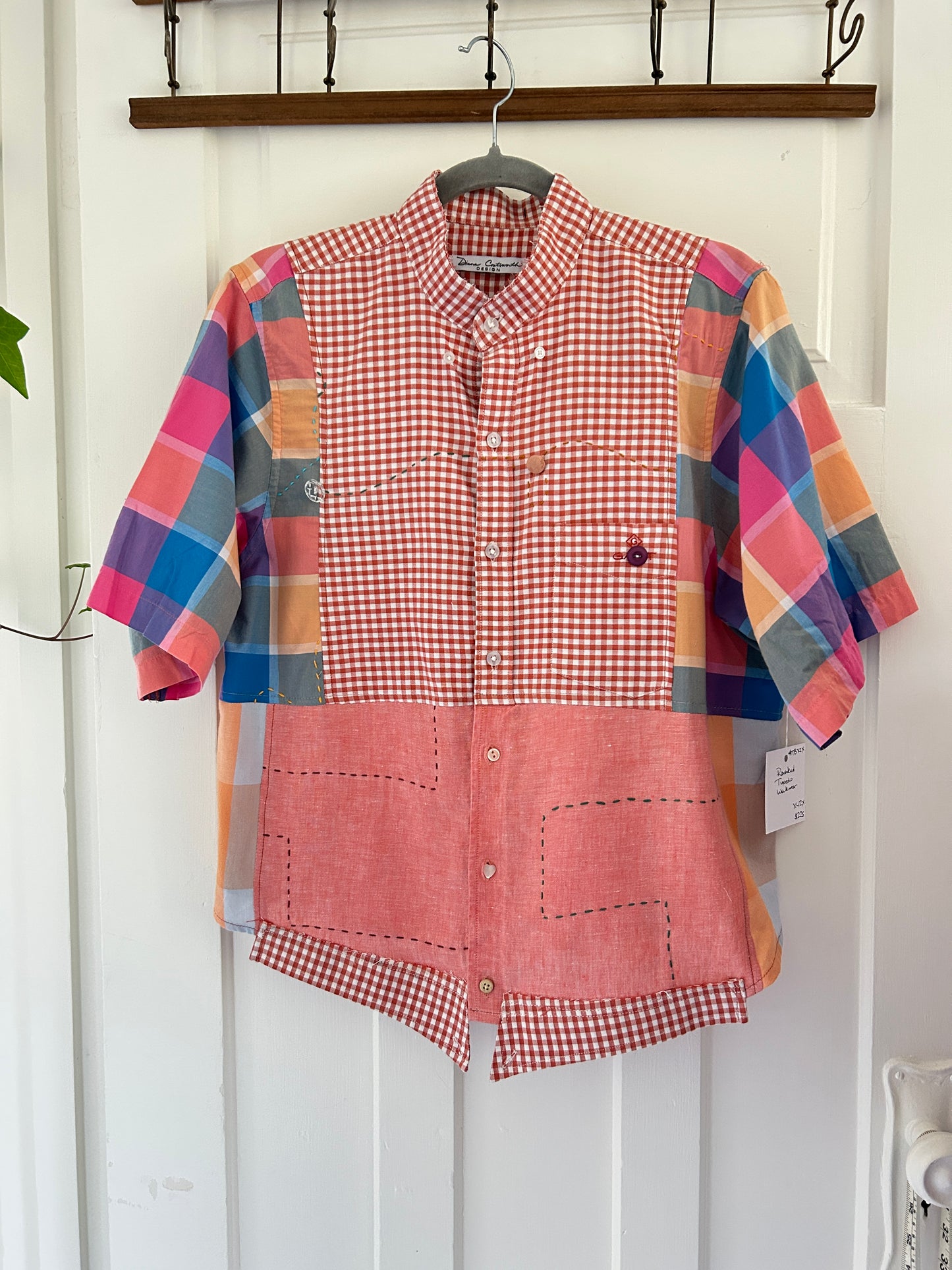 Reworked “Tuxedo Workwear” Buttondown Shirt with Handstitching XL/2X #TBX2X4