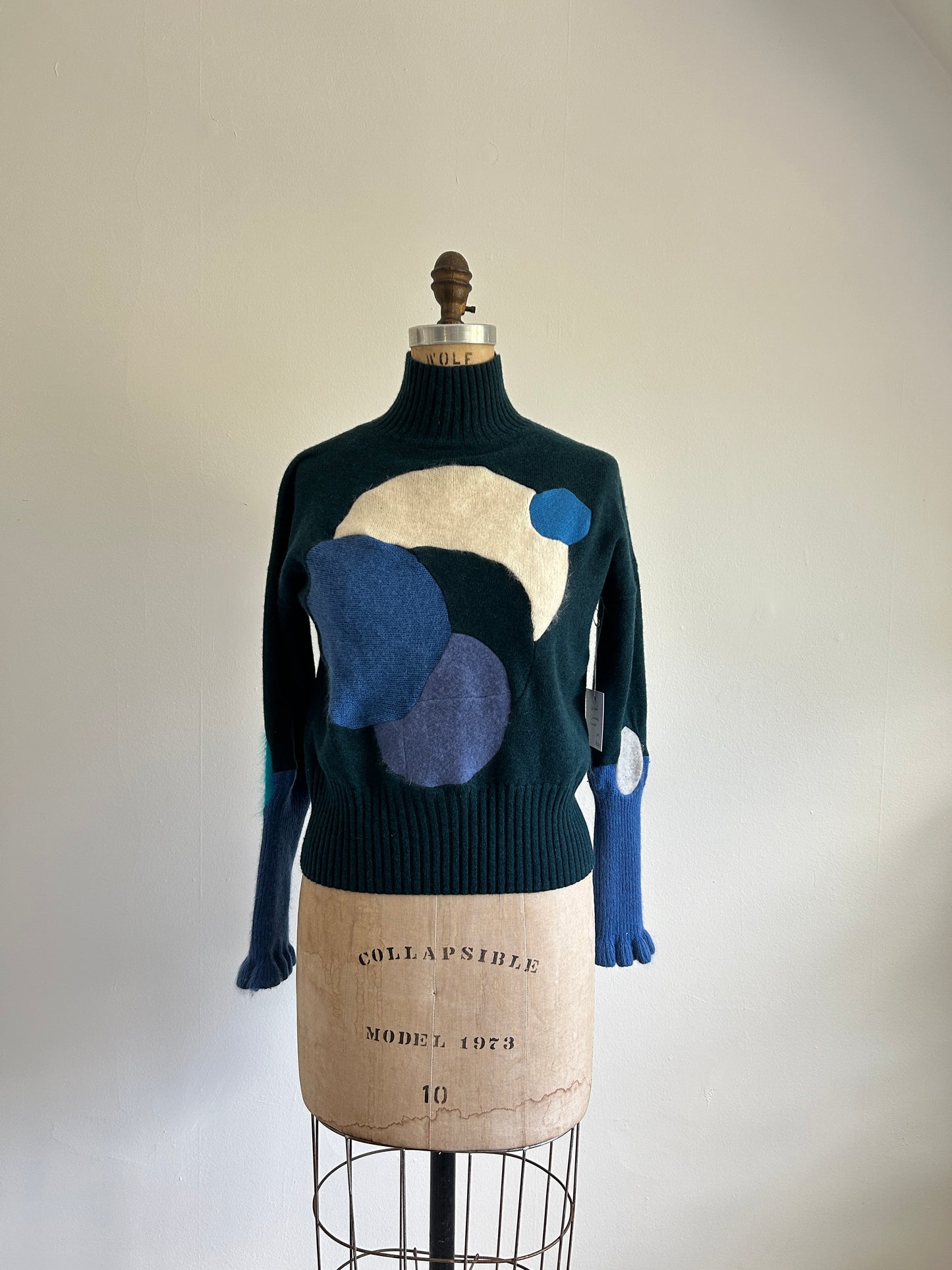 Abstract Art Patched Upcycled Cashmere Sweater S/M #ART28