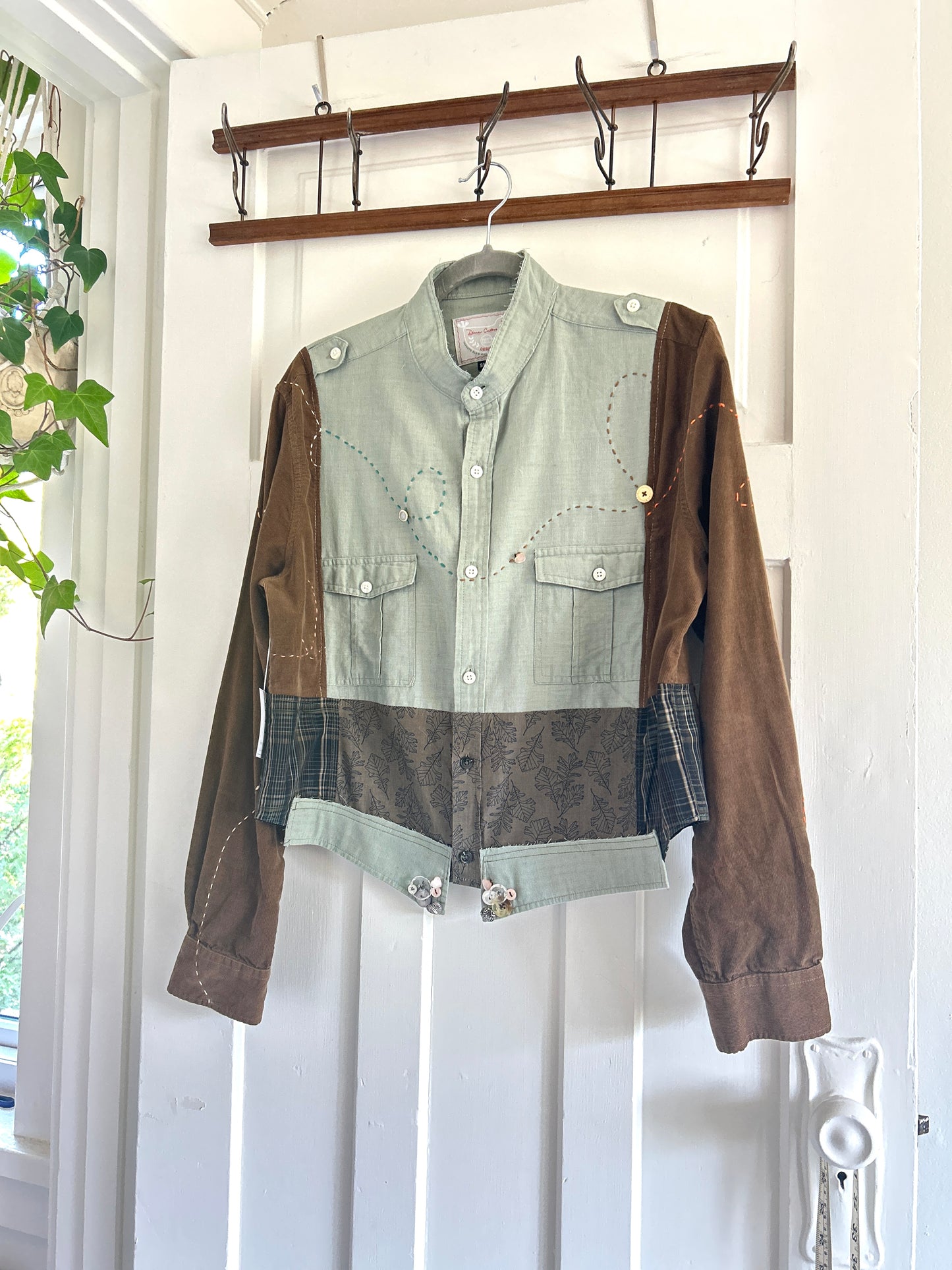 Reworked “Tuxedo Workwear” Buttondown Shirt with Handstitching S/M #TBSM3