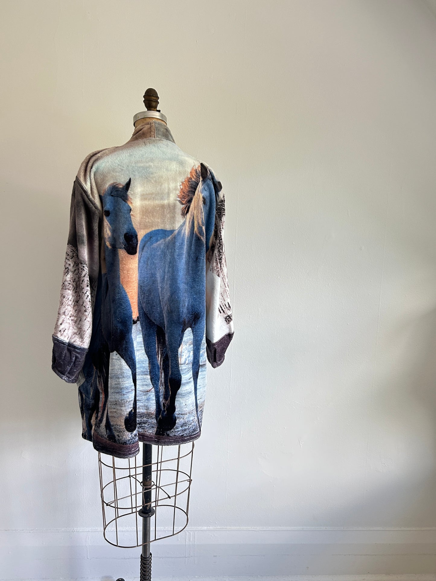 Vivianne Jacket with Upcycled Fleece Throw Blanket Horse Size S/M #VIVFLE1