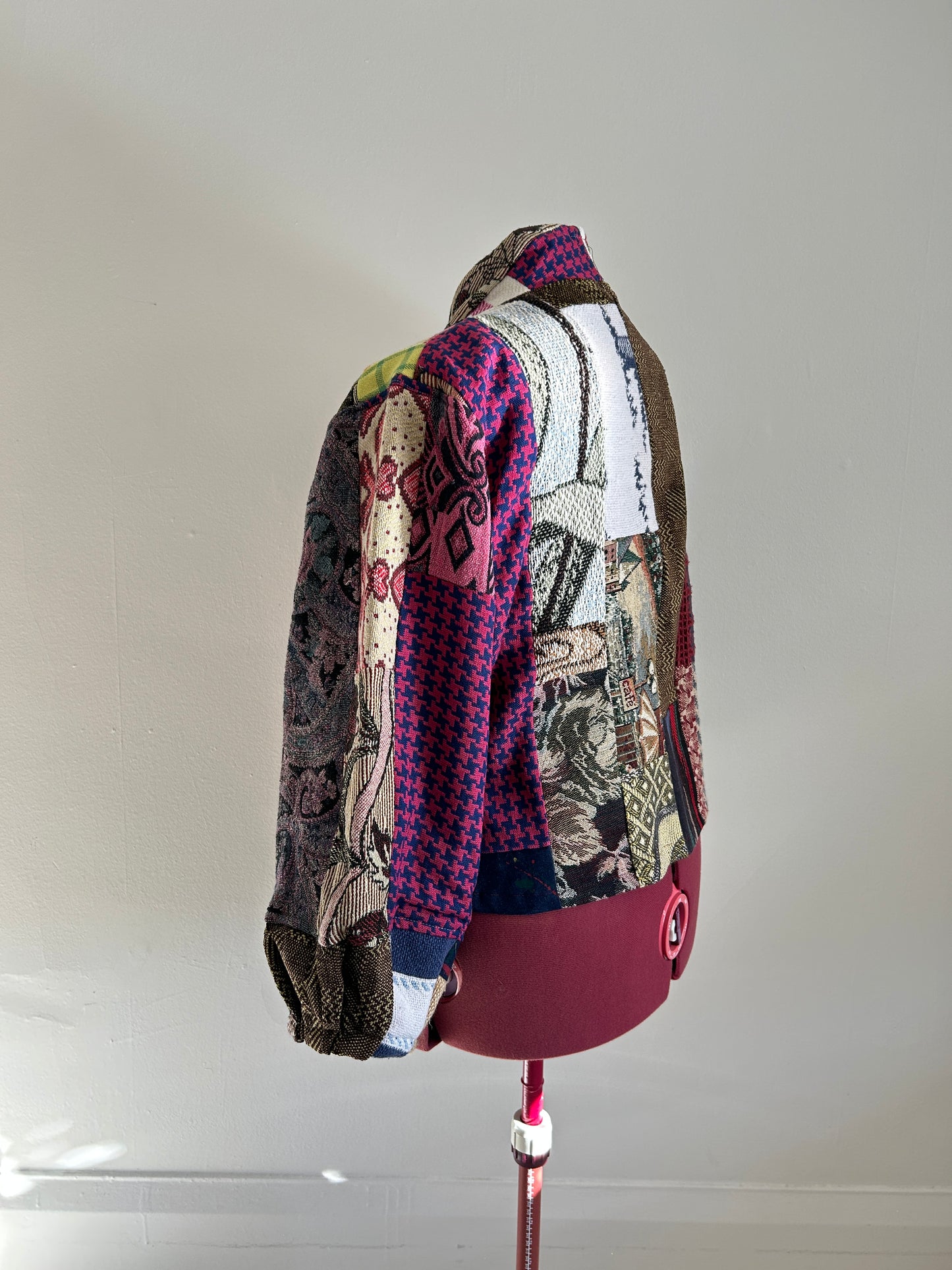 Vivianne Cropped Jacket with Upcycled Throw Blanket Patchwork Size 2X/3X #VIVT13
