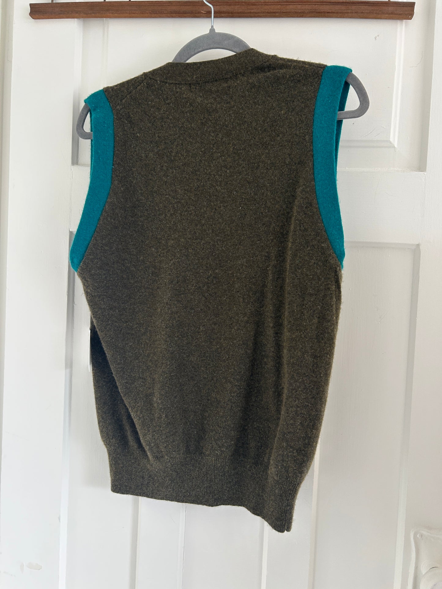 Abstract Art Patched Upcycled Cashmere Buttondown Vest Size L/XL #CAVLXL12