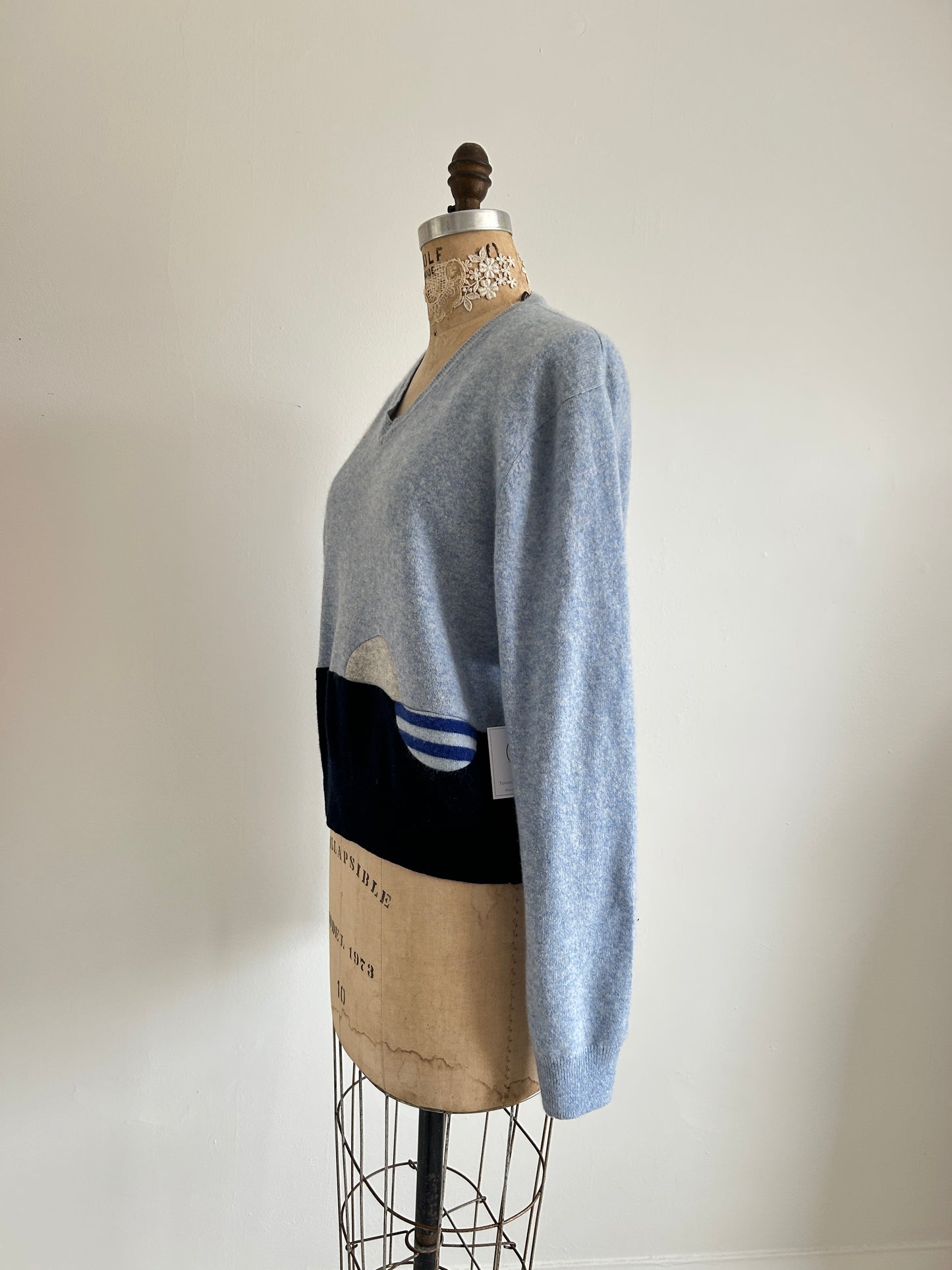 Abstract Art Patched Upcycled Cashmere Sweater L/XL #ART21