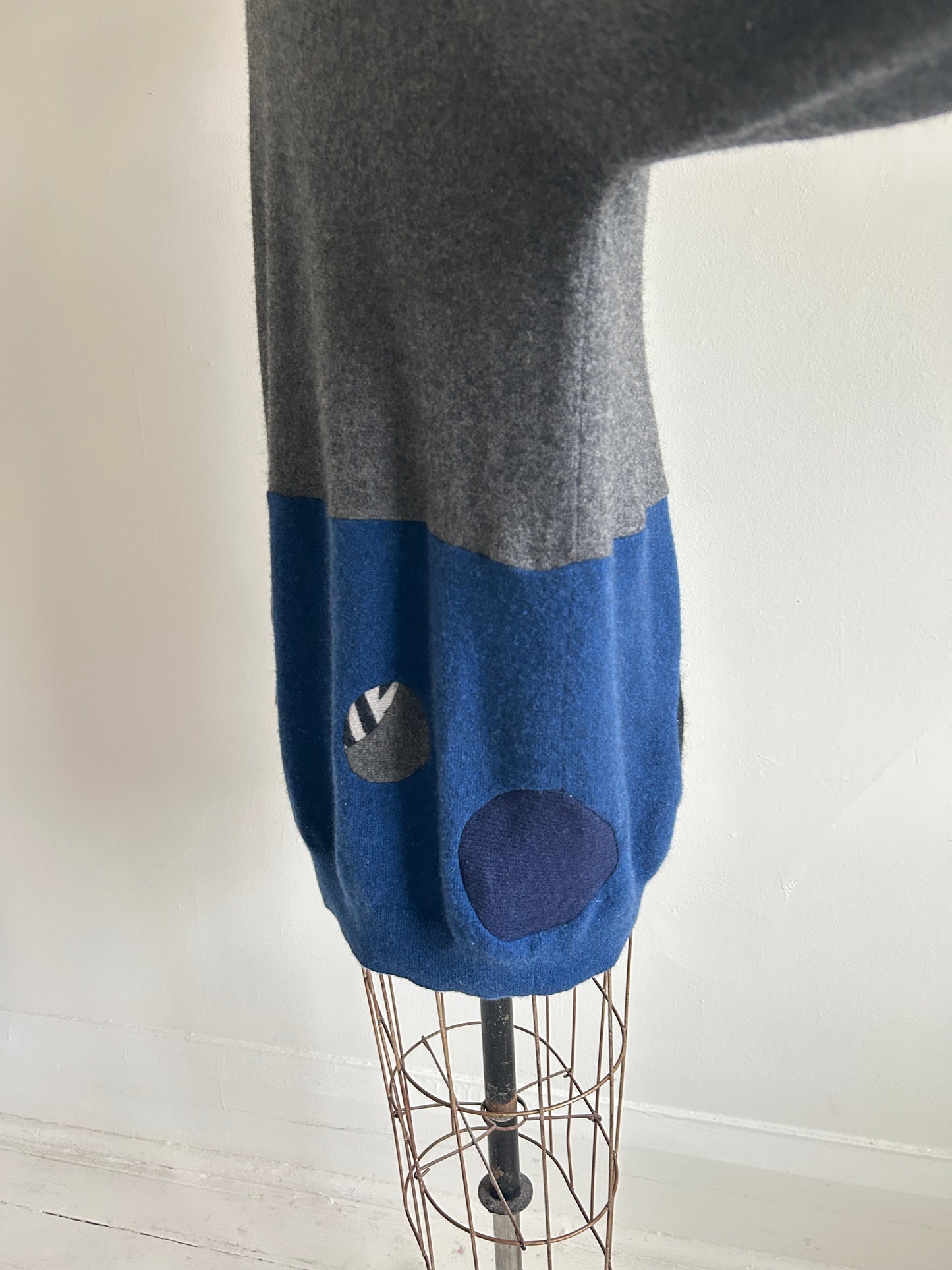 Abstract Art Patched Upcycled Cashmere Sweater 2X/3X #CAS23X28