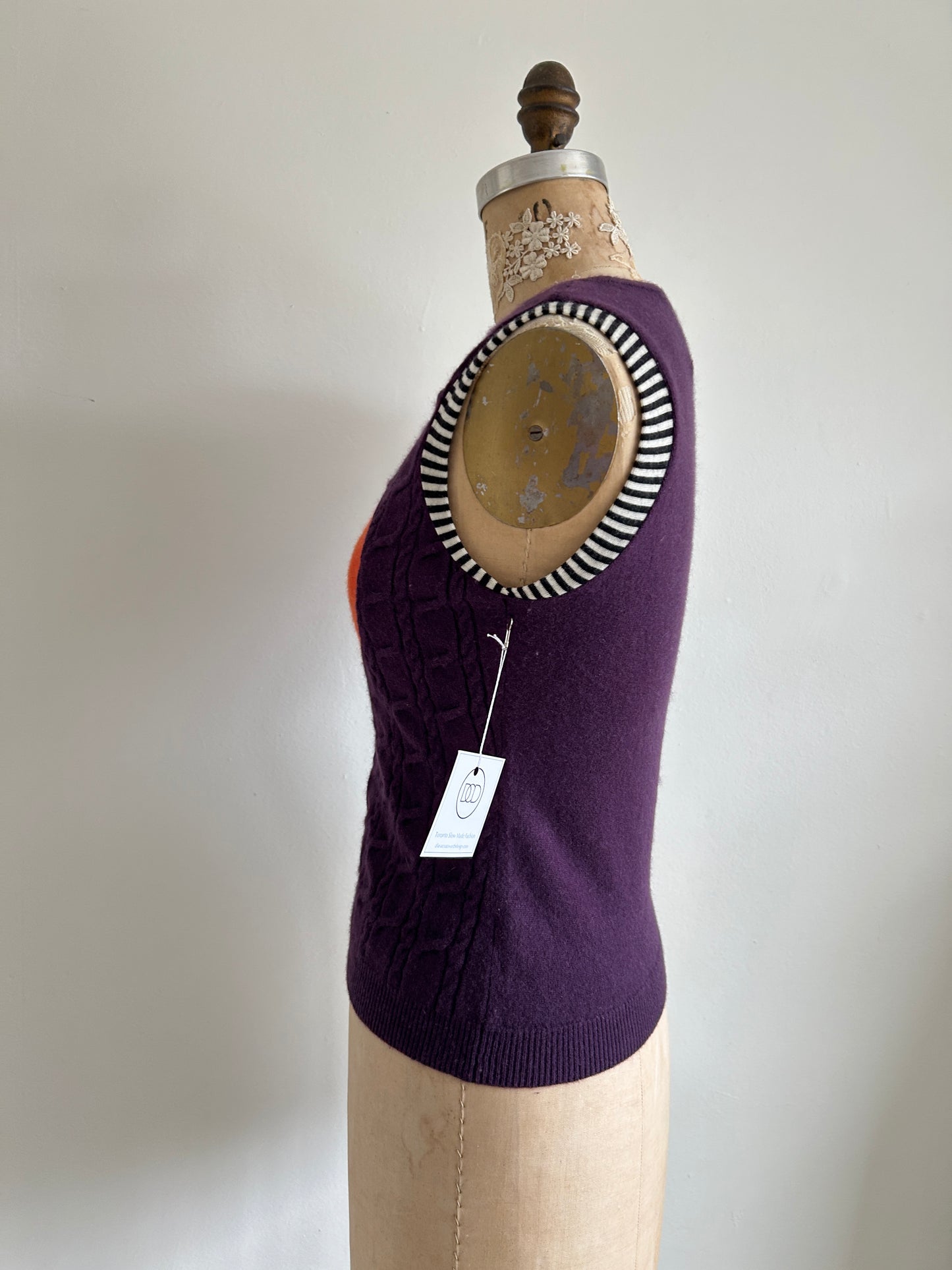 Abstract Art Patched Upcycled Cashmere Vest Size XS/S #ARTV13