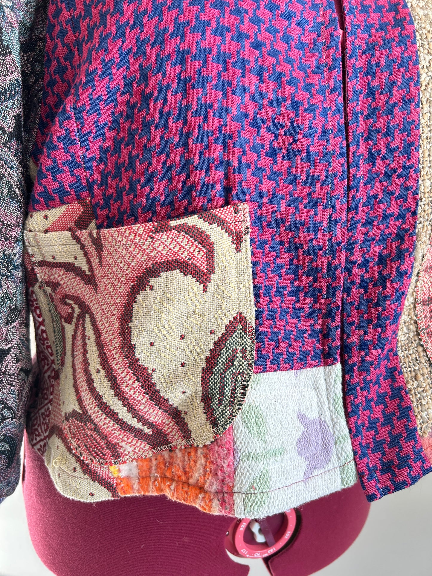 Vivianne Cropped Jacket with Upcycled Throw Blanket Patchwork Size 2X/3X #VIVT13