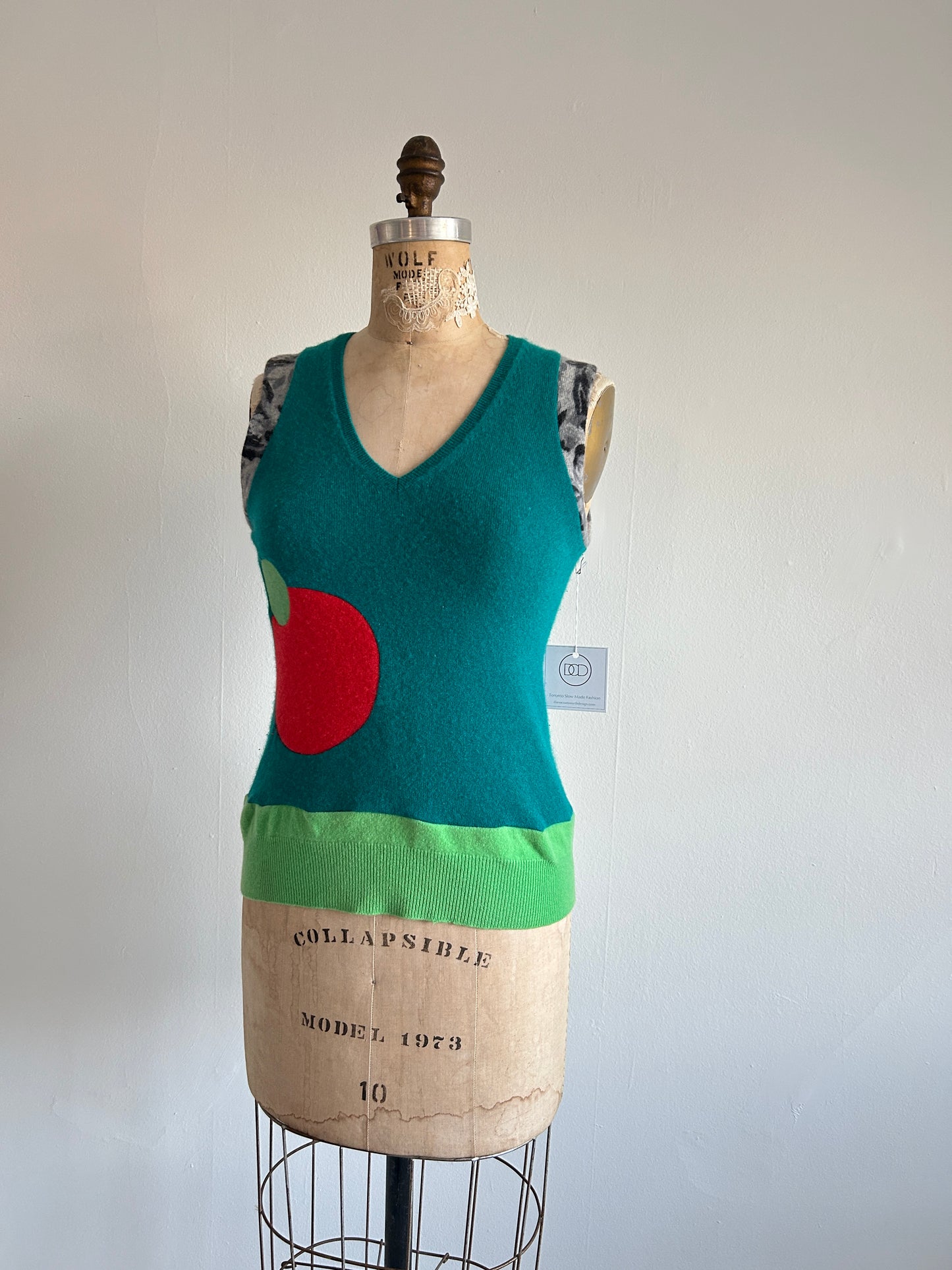 Abstract Art Patched Upcycled Cashmere Vest Size XS/S #CAVXXS26