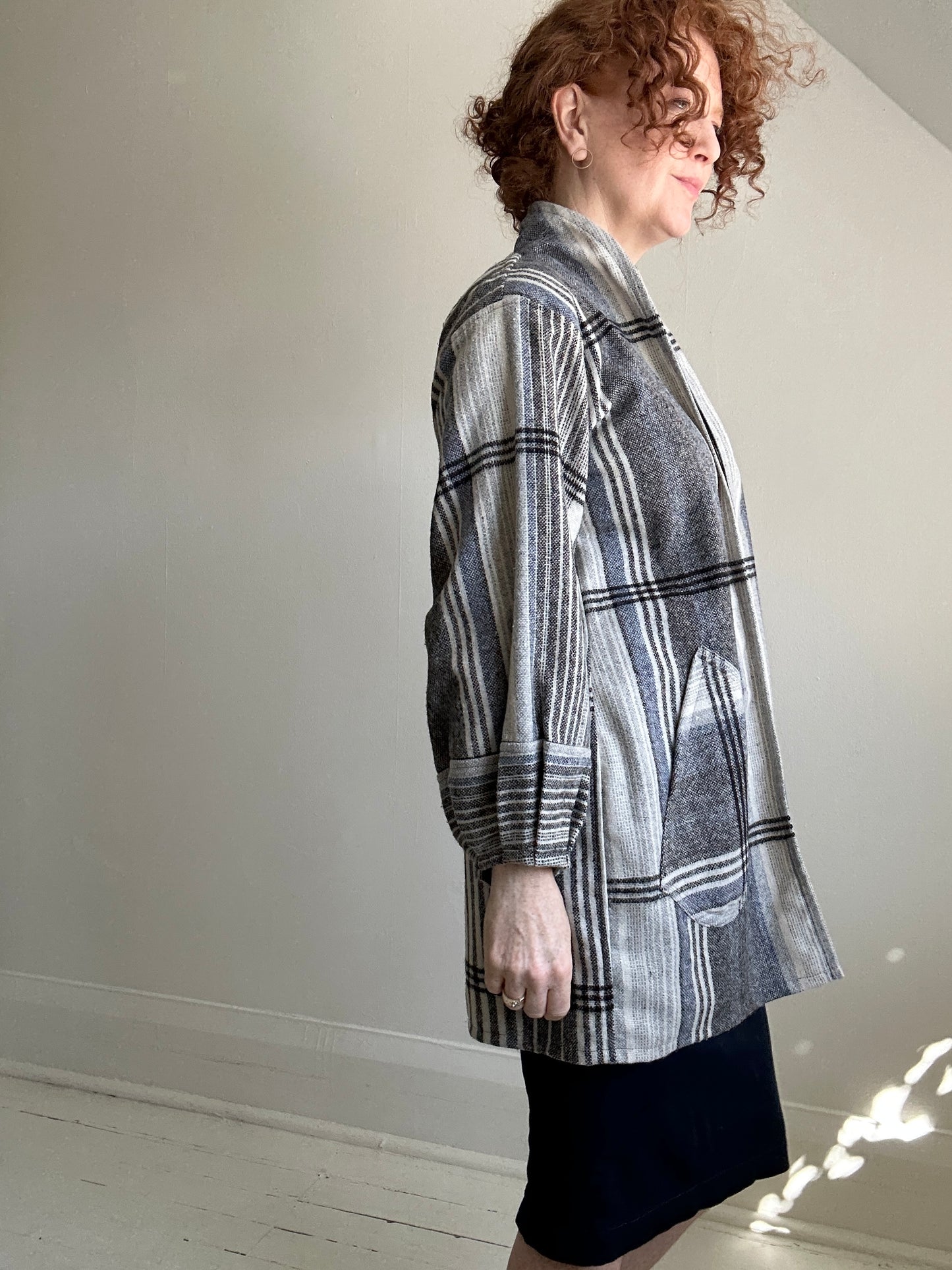 Vivianne Duster Jacket with Upcycled Deadstock Lightweight Wool Size M/L #CVDWML105