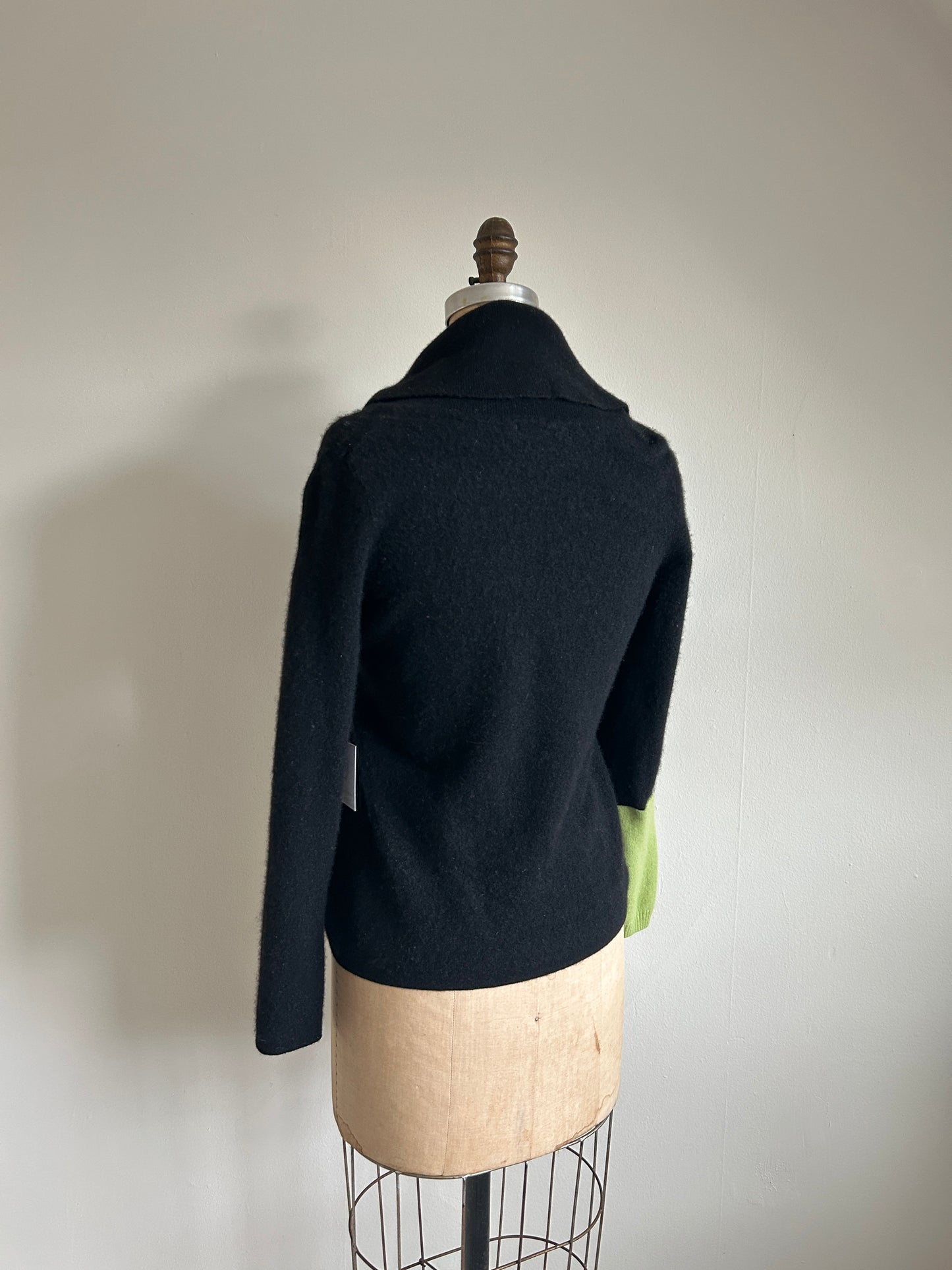 Abstract Art Patched Upcycled Cowl Neck Cashmere Sweater M/L #CASML32