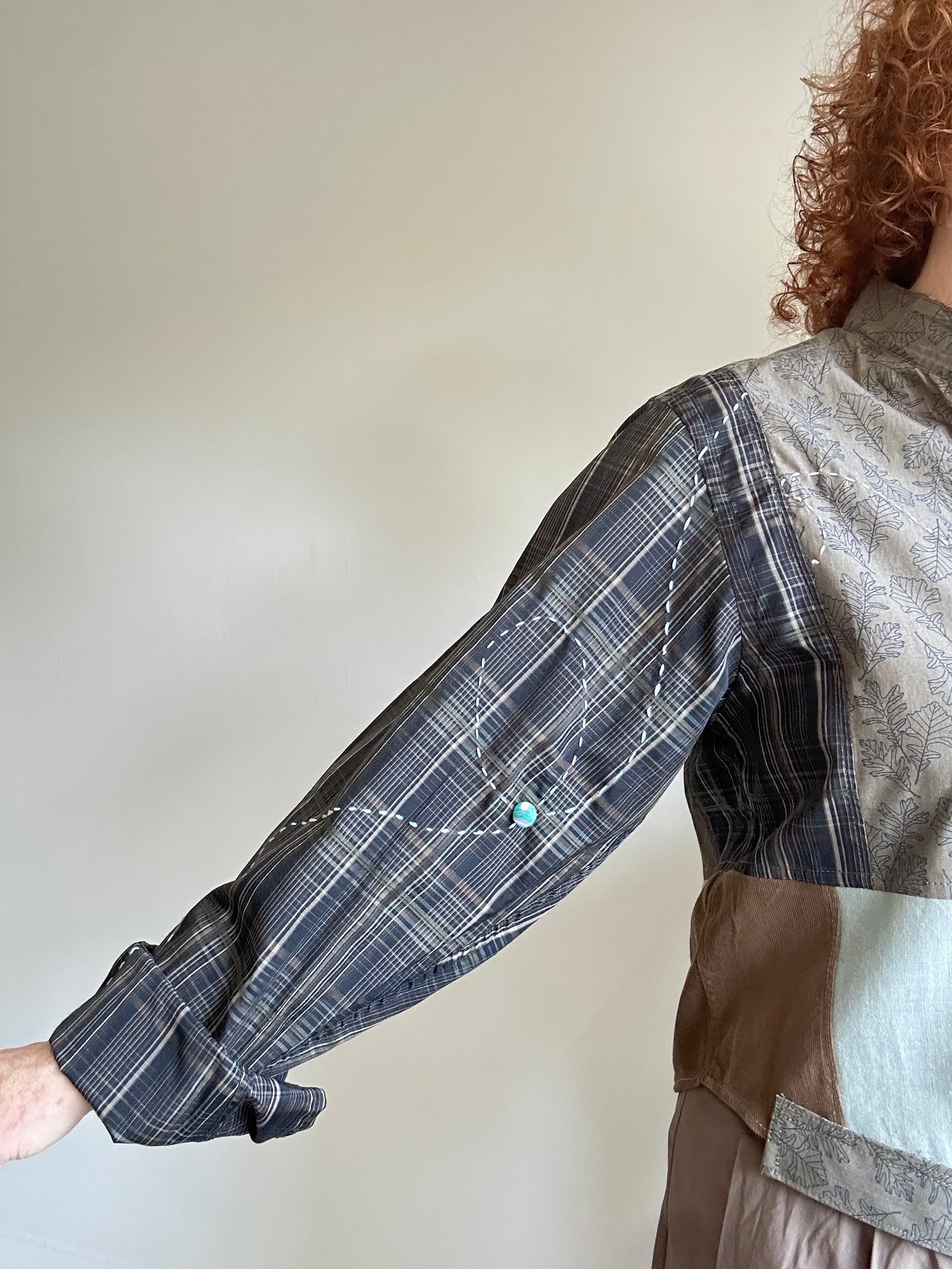 Reworked “Tuxedo Workwear” Buttondown Shirt with Handstitching M/L #TBML2