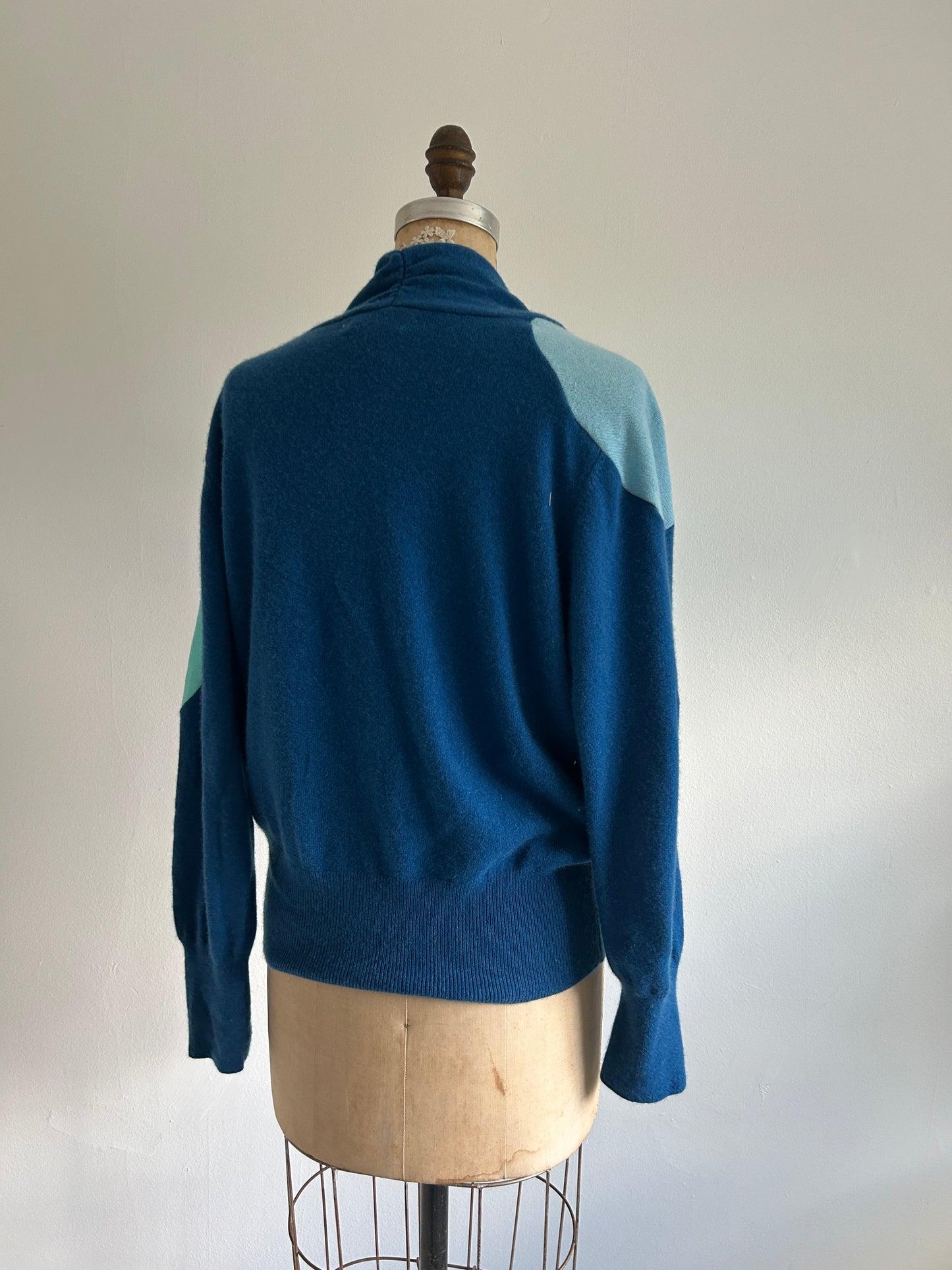 Abstract Art Patched Upcycled Neiman Marcus Cashmere Sweater L-2X #ART7