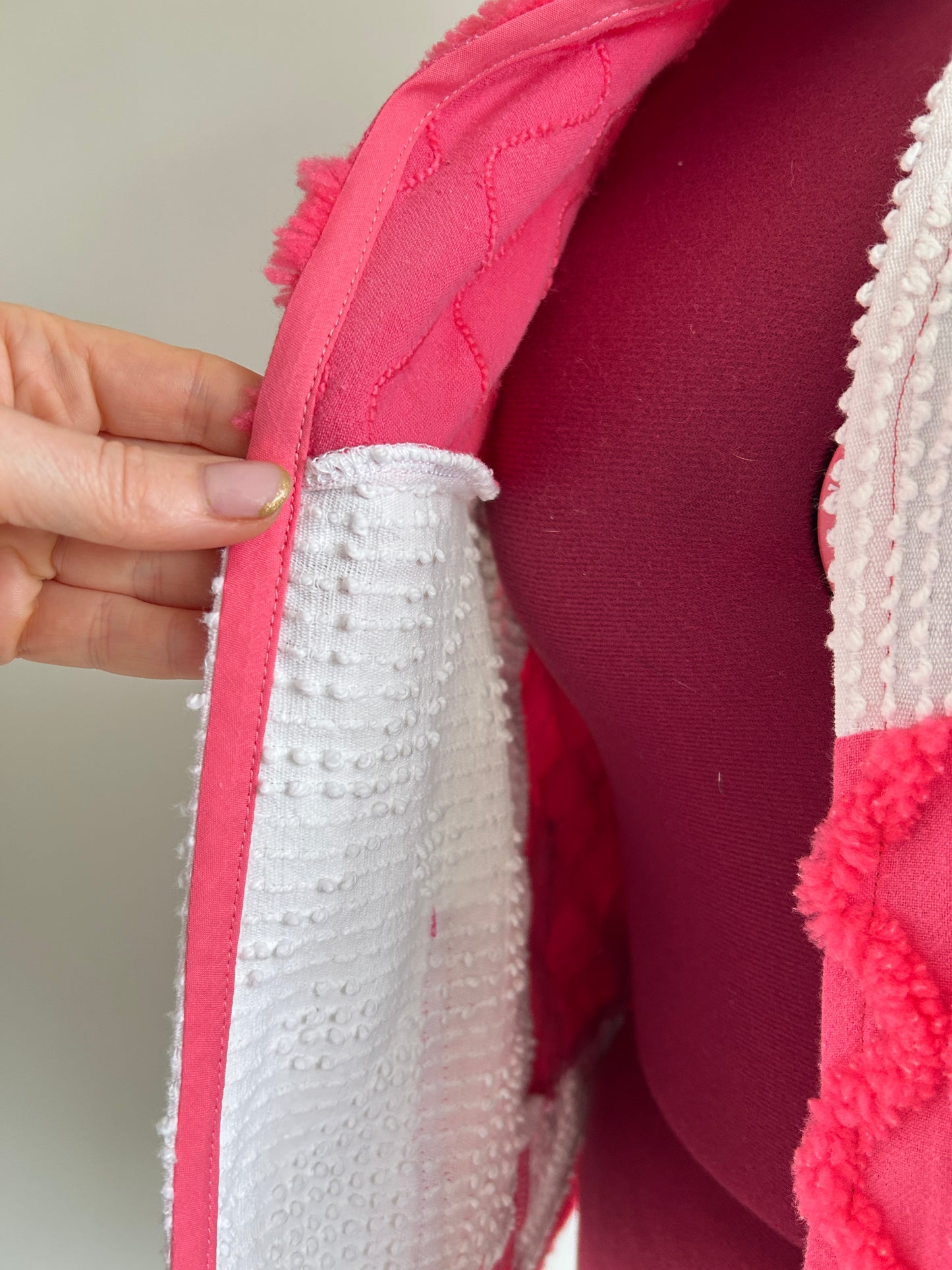 Vivianne Cropped Jacket with Chrckerbosrded Upcycled Vintage Chenille Size XL/2X #VIVCH1