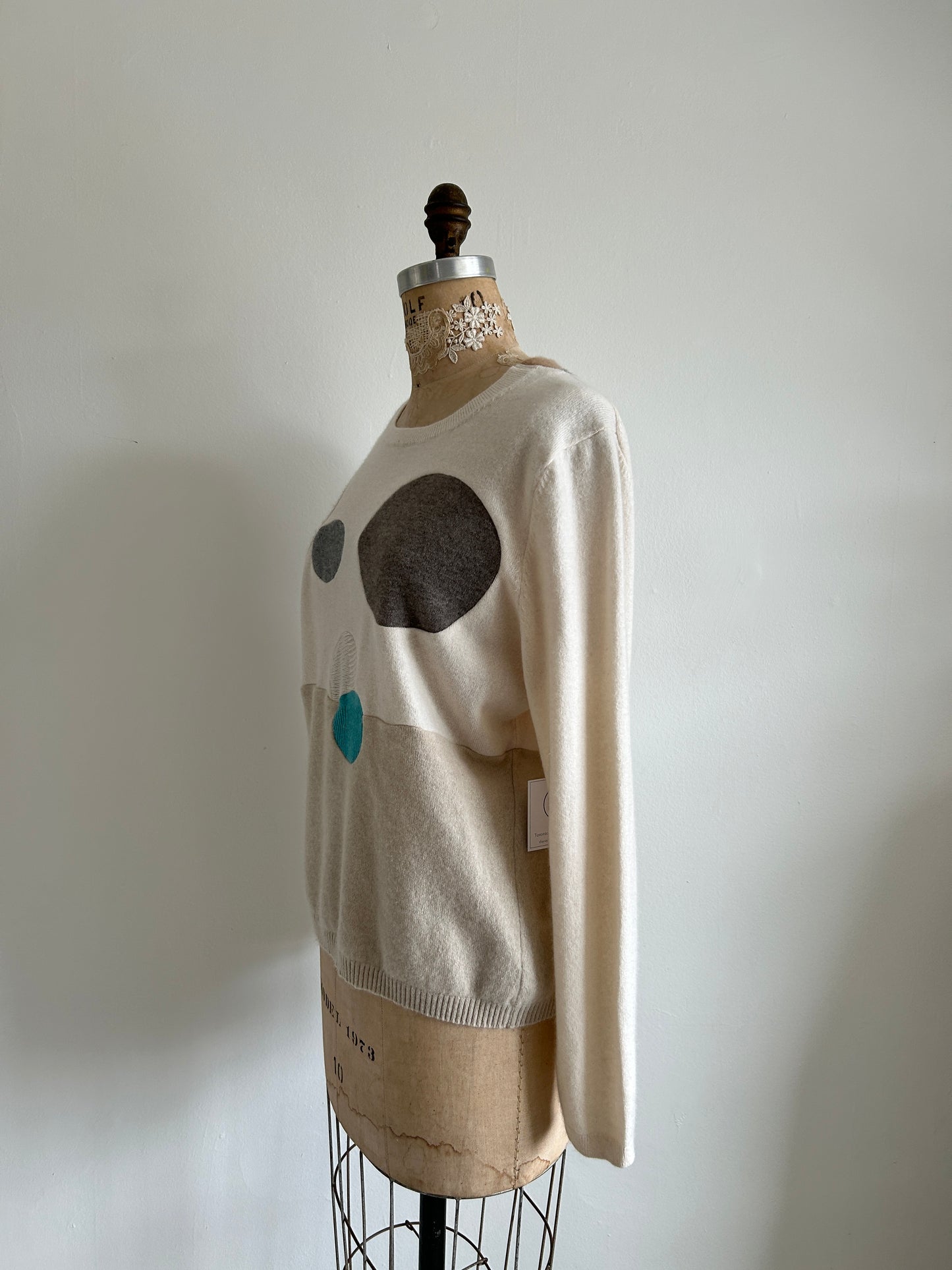 Abstract Art Patched Upcycled Cashmere Sweater L/XL #ART16