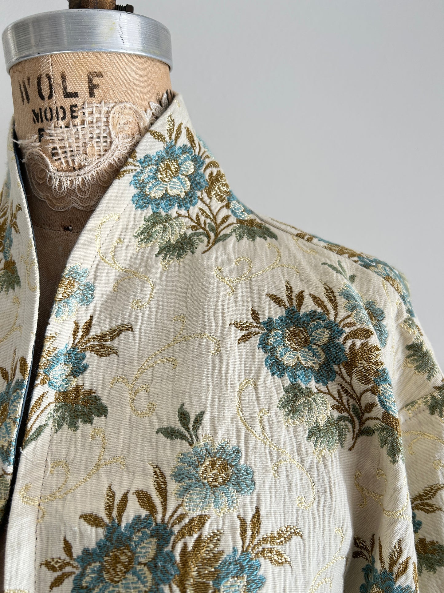 Vivianne Cropped Jacket with Upcycled Vintage Draperies & Quilted Cotton Size XL/2X #VIVT15