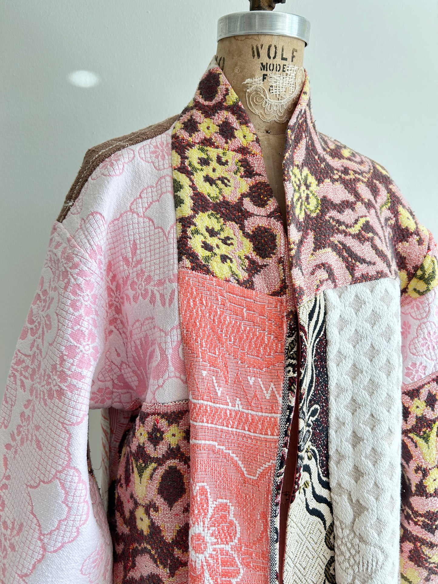 Vivianne Jacket with Upcycled Woven Throw Patchworked Size M/L #VIVT4