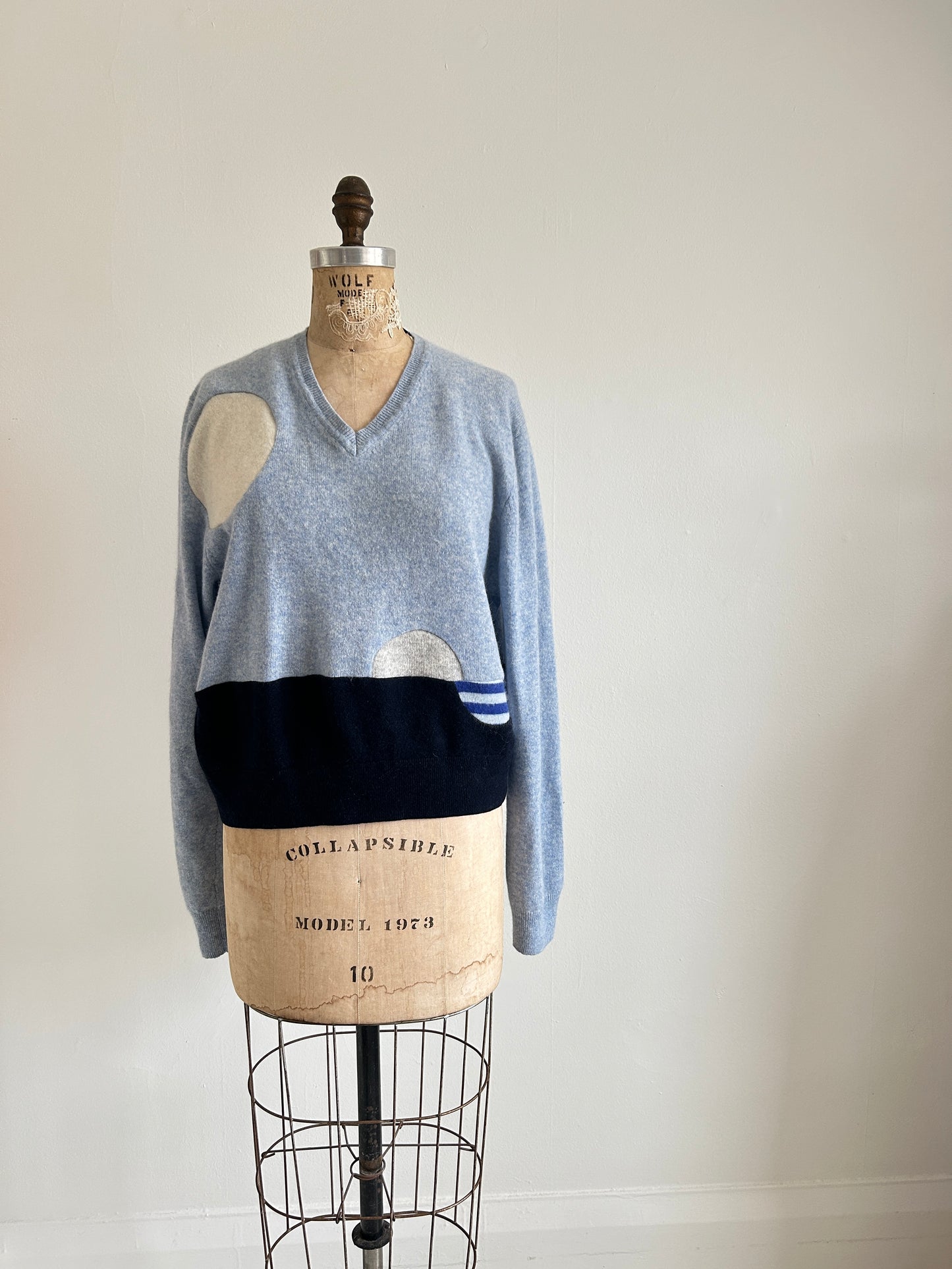 Abstract Art Patched Upcycled Cashmere Sweater L/XL #ART21