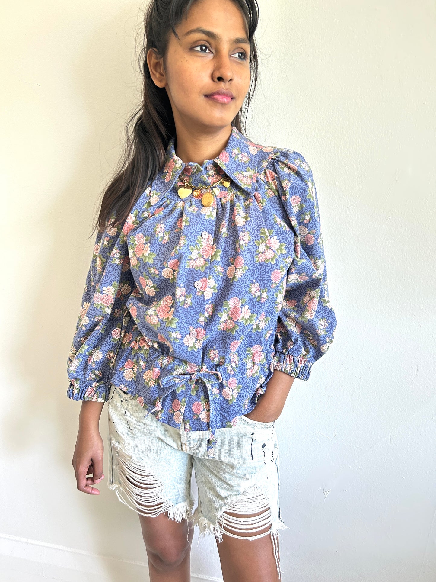 Jorgen Blouse - One of a Kind Upcycled Cotton Buttondown Size XS #JOR1