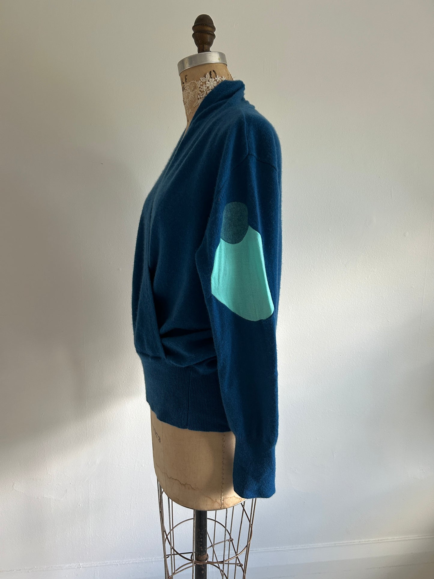 Abstract Art Patched Upcycled Neiman Marcus Cashmere Sweater L-2X #ART7