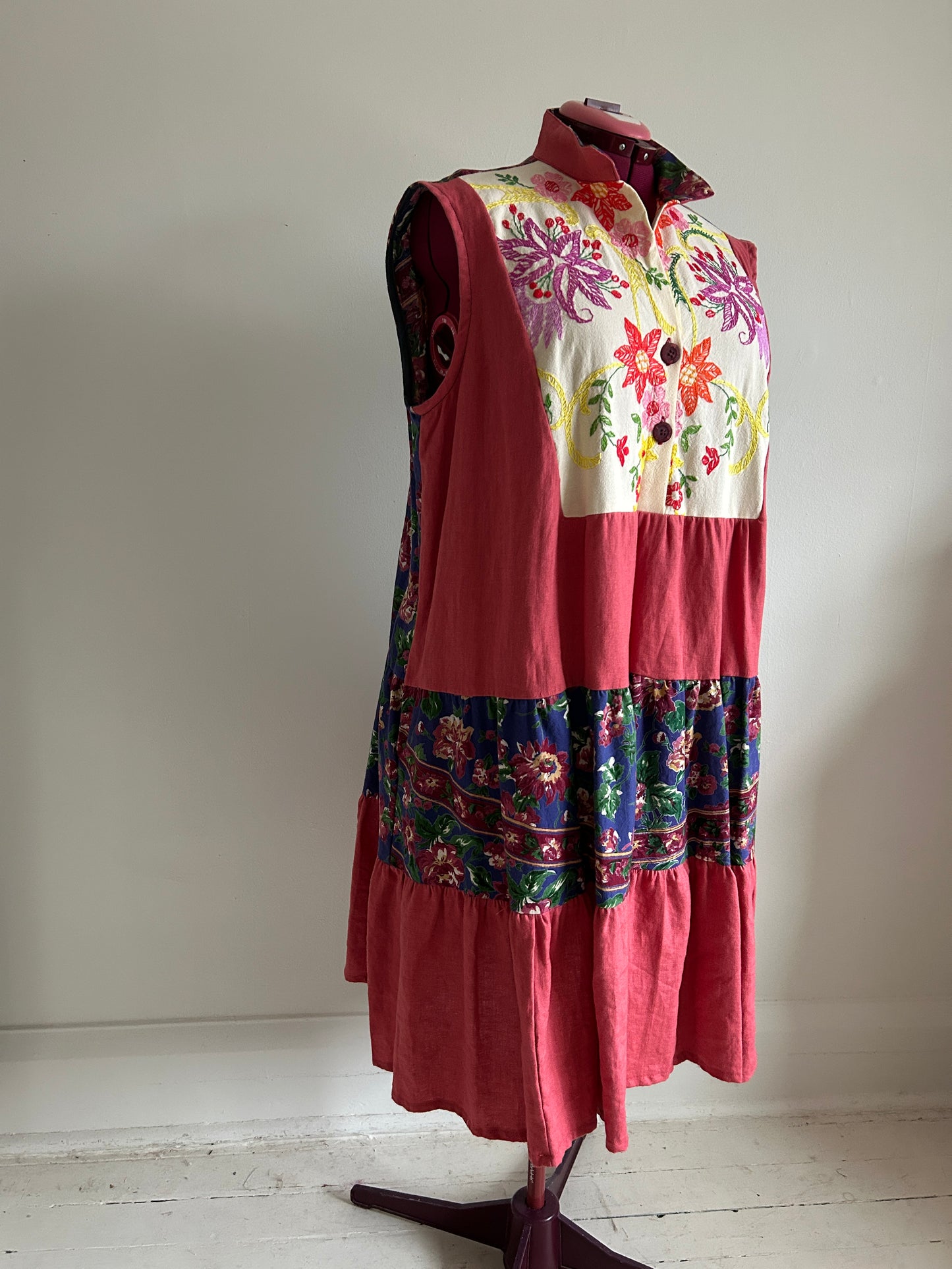 Carrie Dress - One of a Kind Vintage Cotton & Linen Textiles Size 2X/3X #CAR14