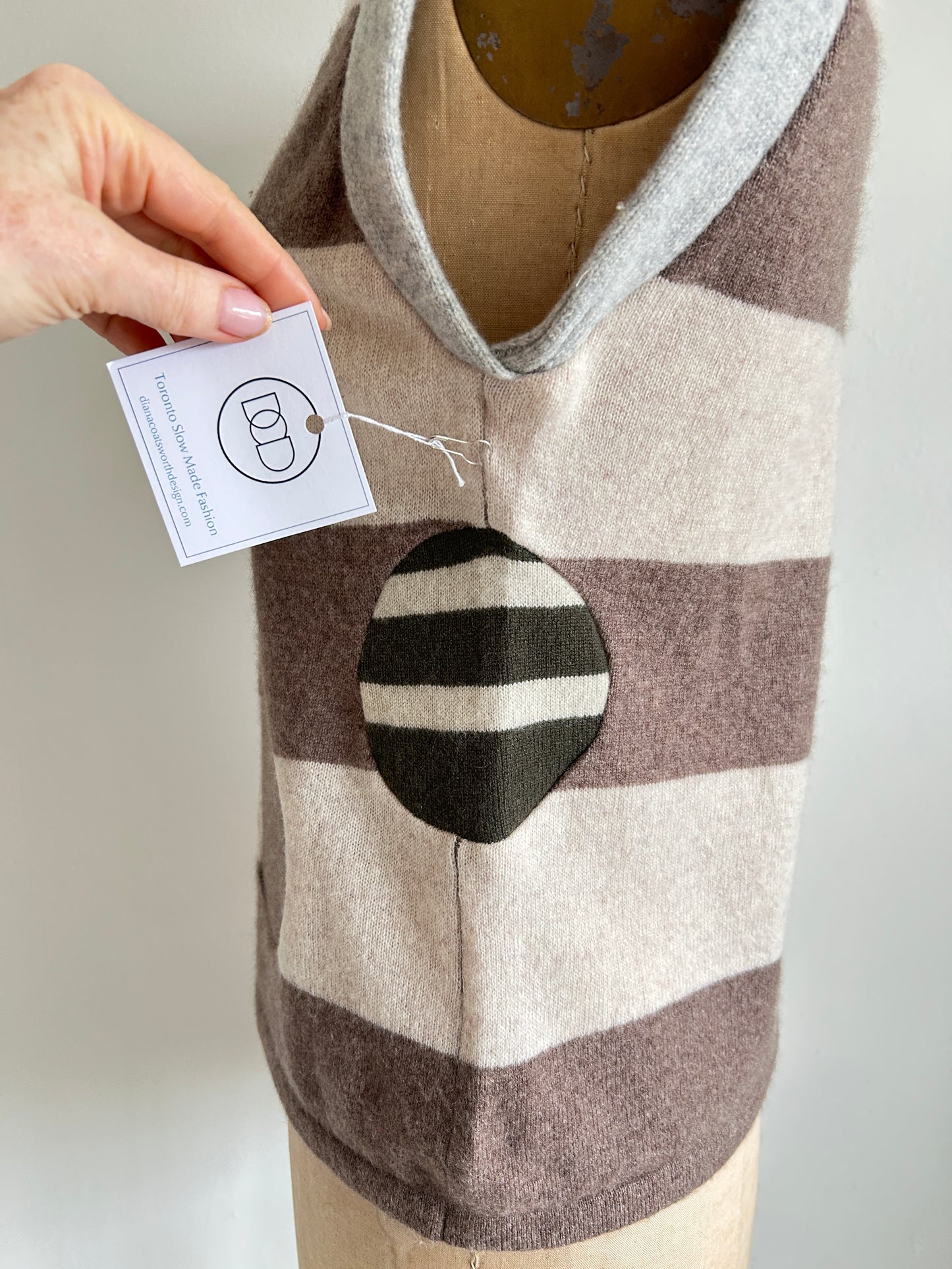 Abstract Art Patched Upcycled Cashmere Vest Size M/L #ARTV9