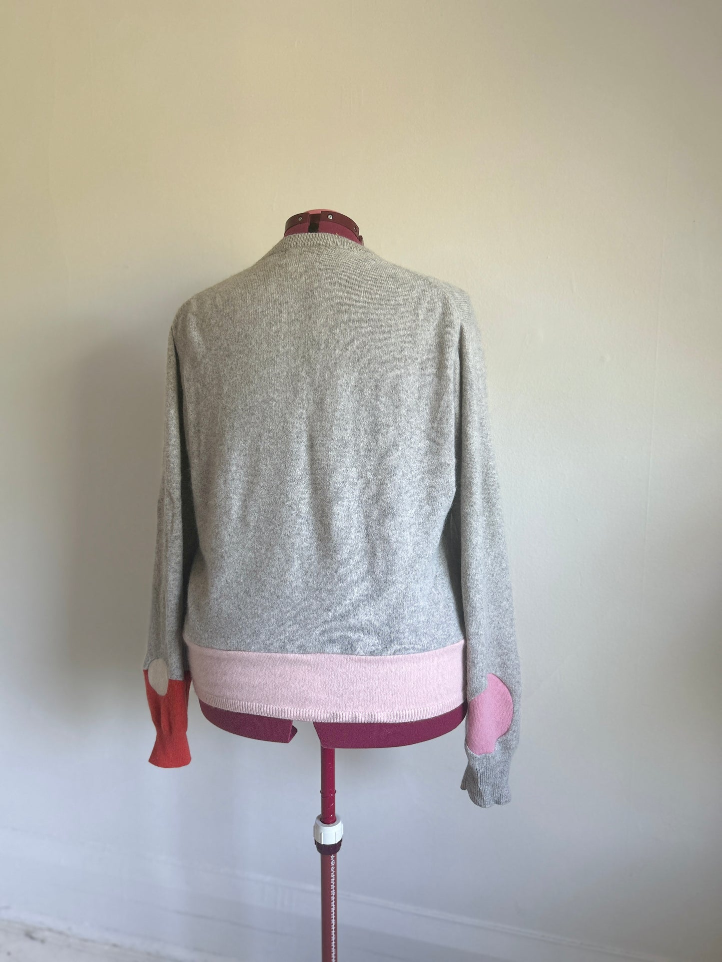 Abstract Art Patched Upcycled Lord & Taylor Cashmere Sweater 2X/3X #ART4