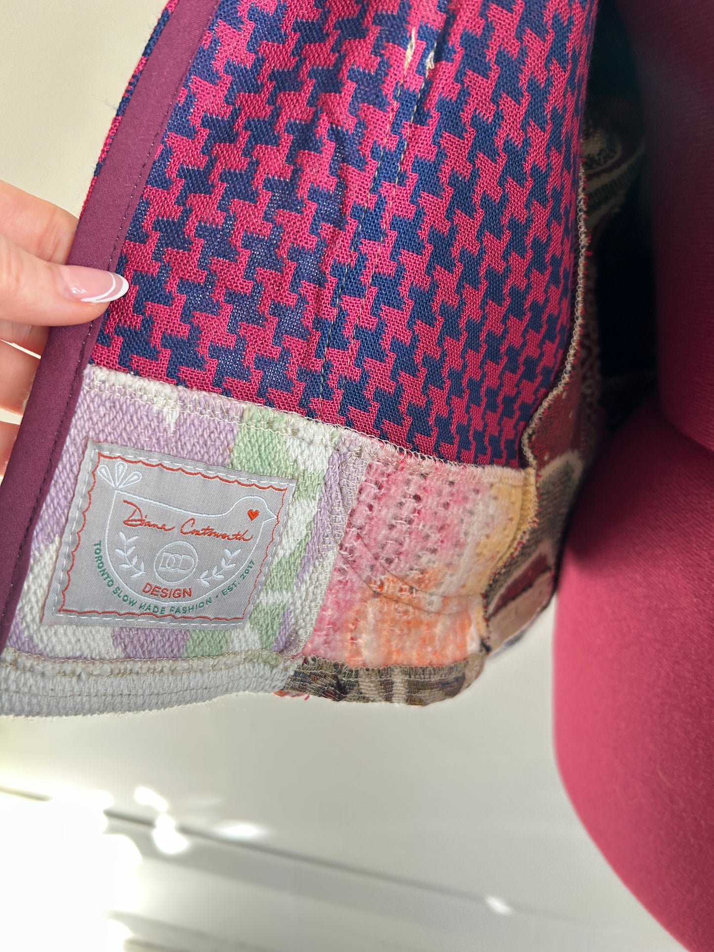 Vivianne Cropped Jacket with Upcycled Throw Blanket Patchwork Size 2X/3X #VIVT13