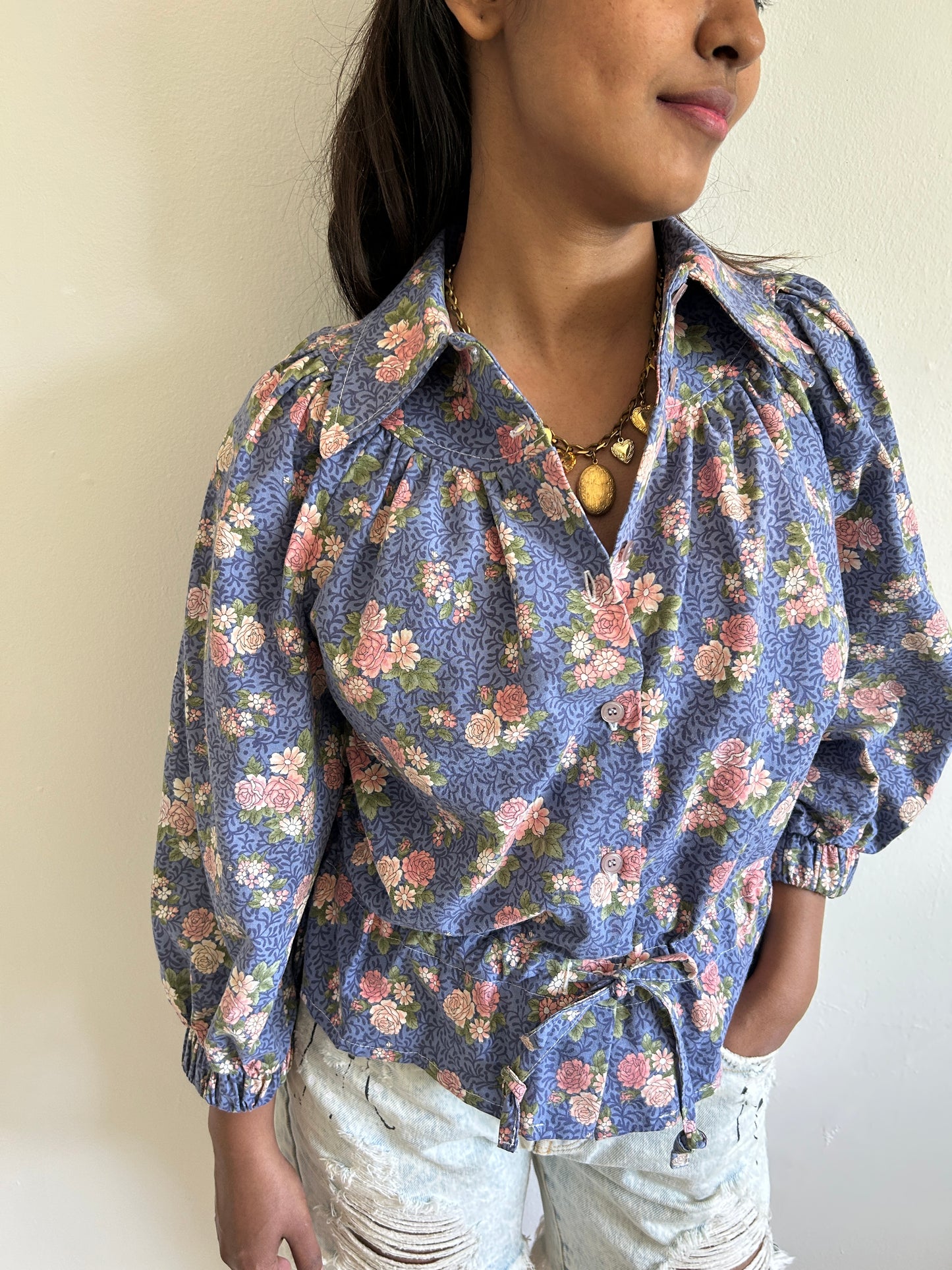 Jorgen Blouse - One of a Kind Upcycled Cotton Buttondown Size XS #JOR1