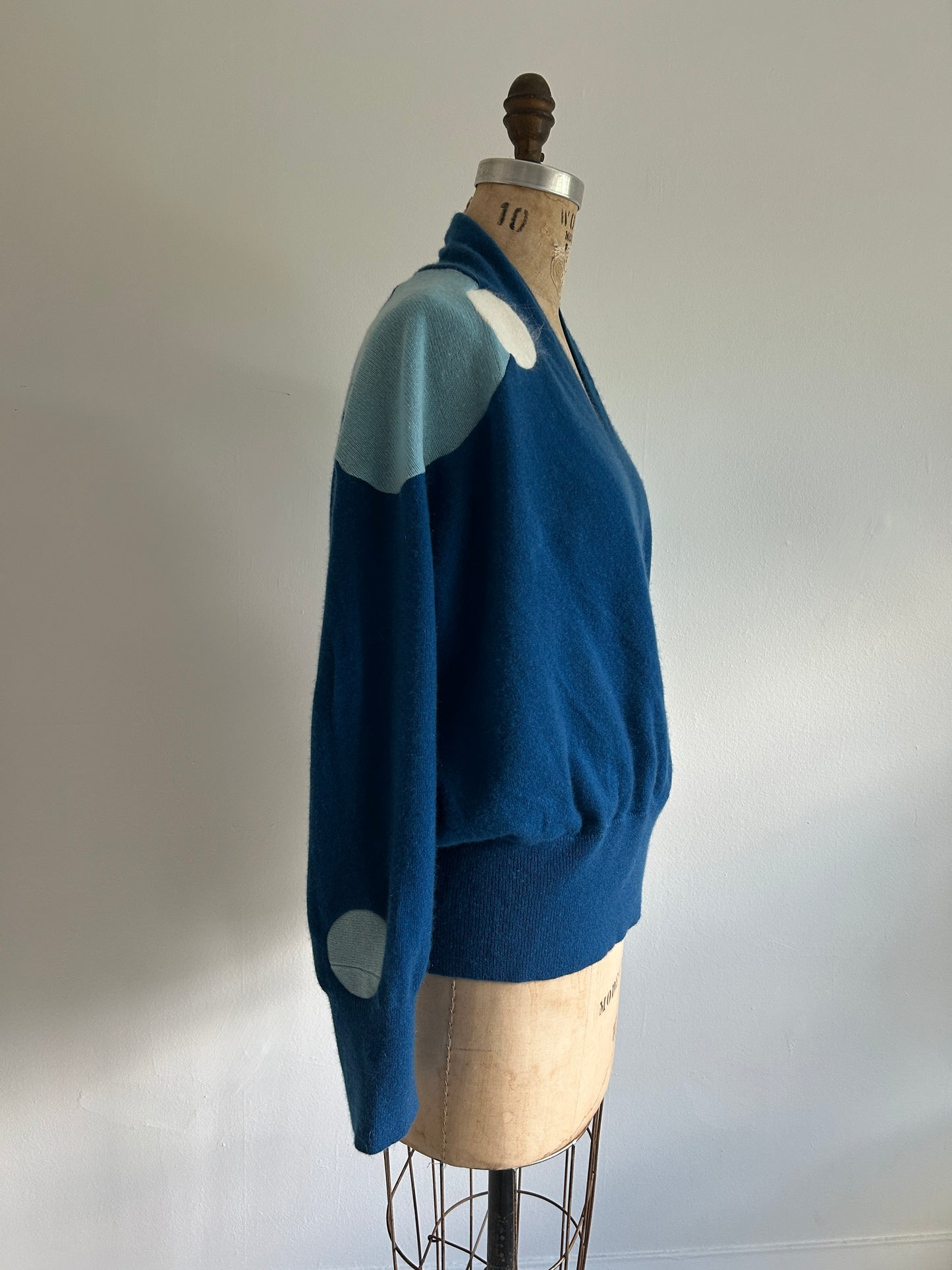 Abstract Art Patched Upcycled Neiman Marcus Cashmere Sweater L-2X #ART7
