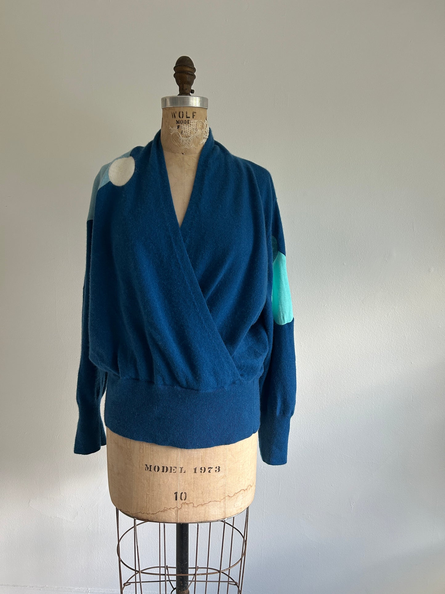 Abstract Art Patched Upcycled Neiman Marcus Cashmere Sweater L-2X #ART7