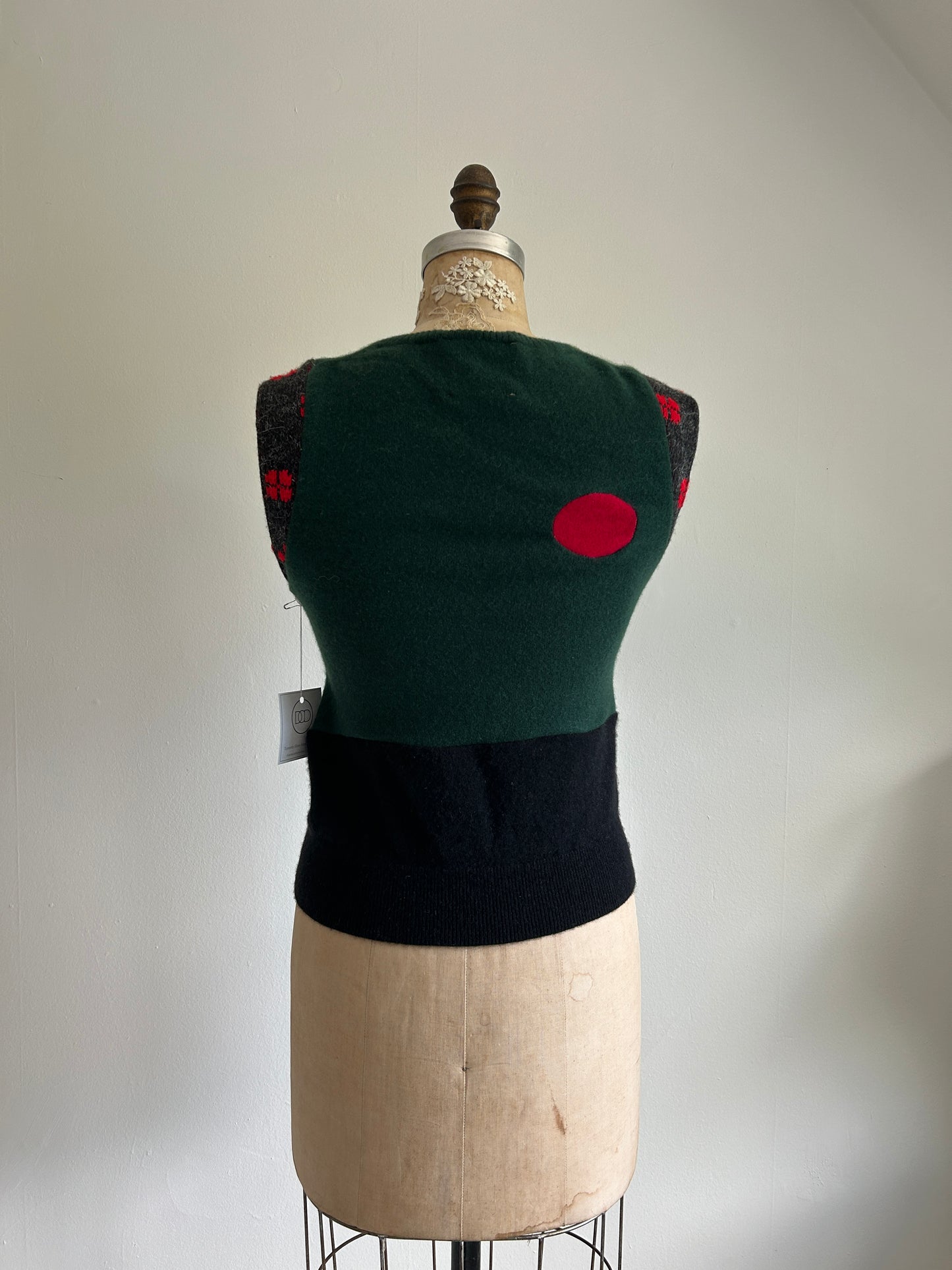 Abstract Art Patched Upcycled Cashmere Vest Size XS/S #ARTV14