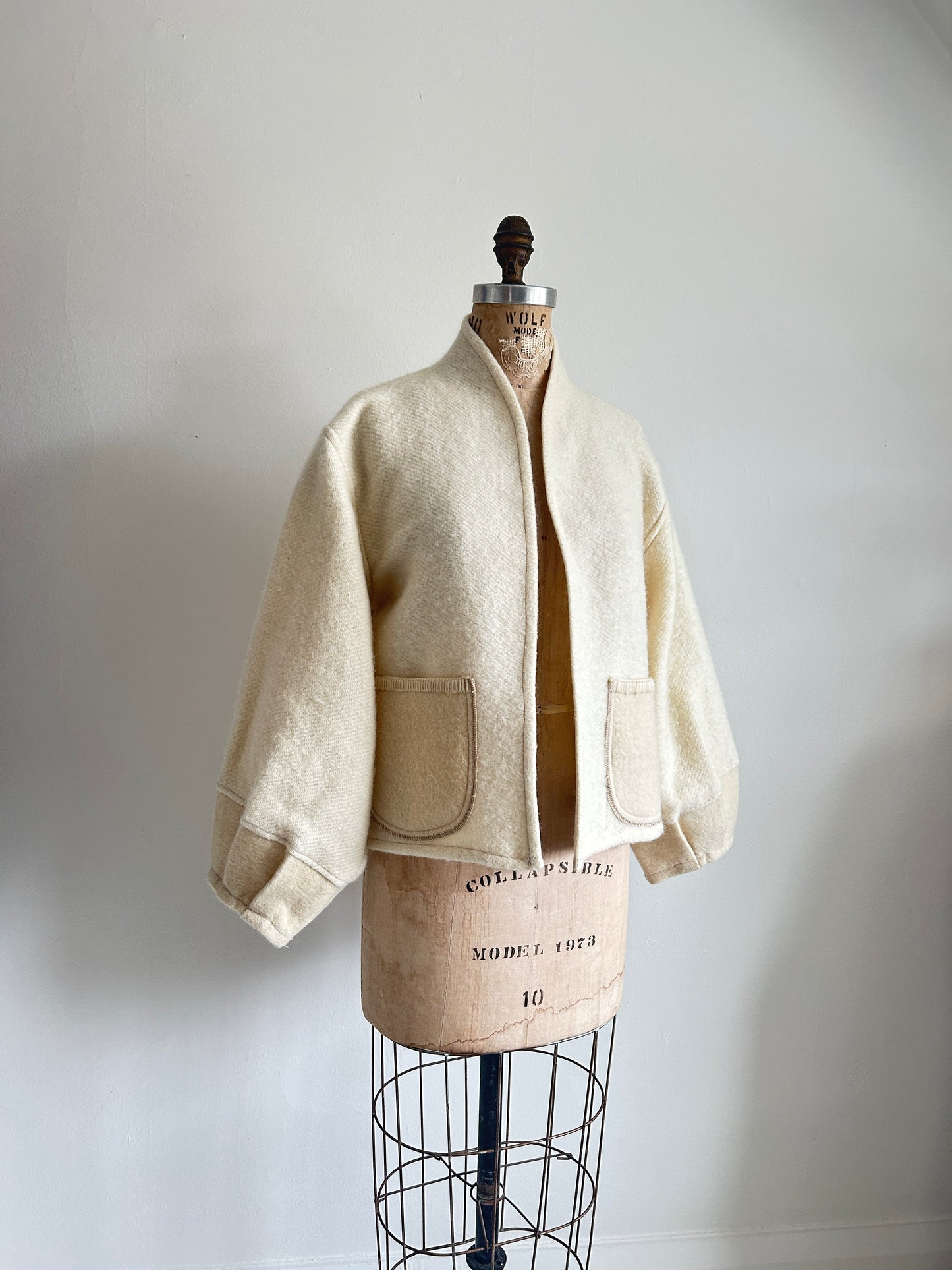 Vivianne Cropped Jacket with Upcycled Vintage Wool Size M/L #VIVW11