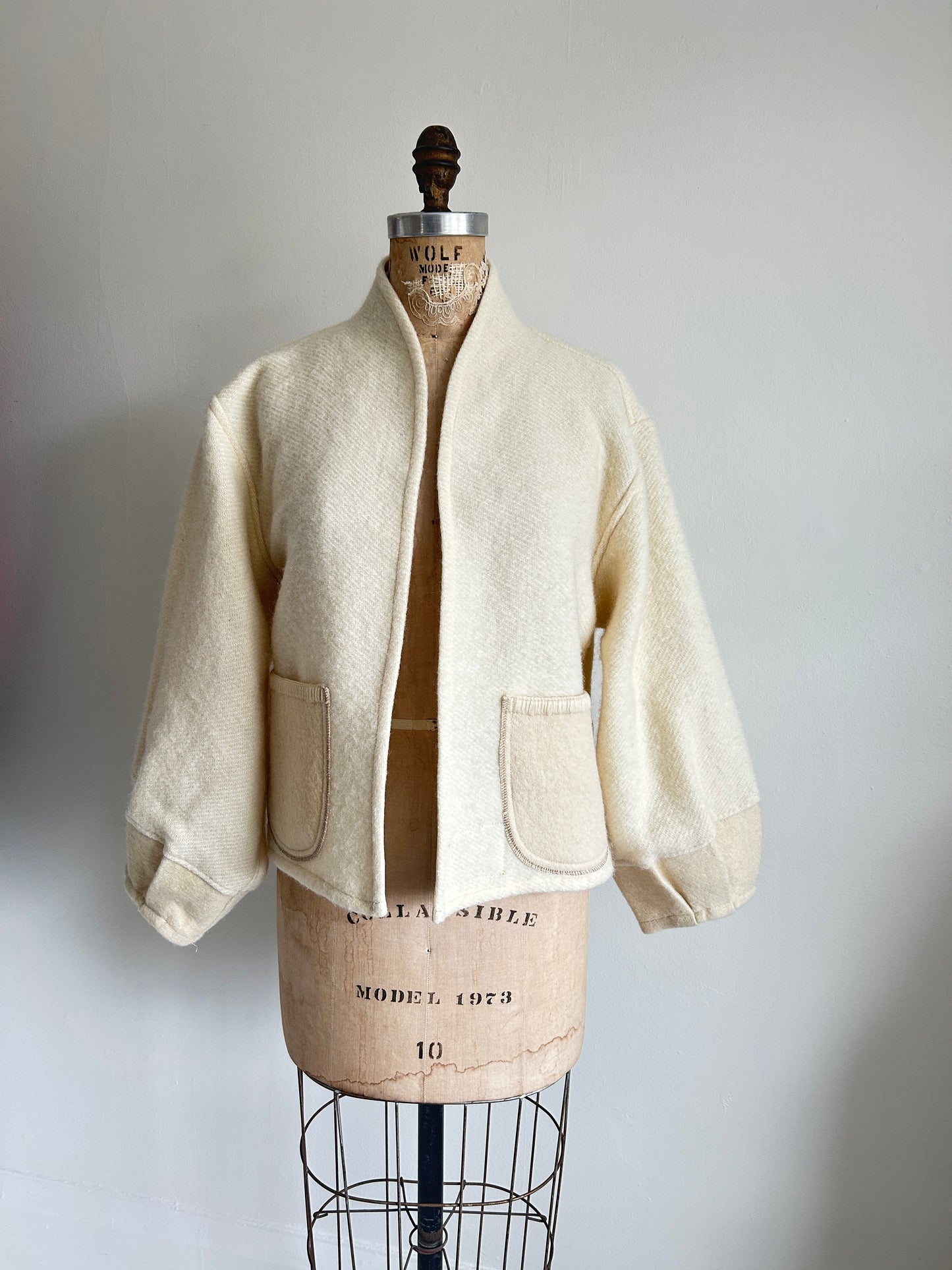 Vivianne Cropped Jacket with Upcycled Vintage Wool Size M/L #VIVW11