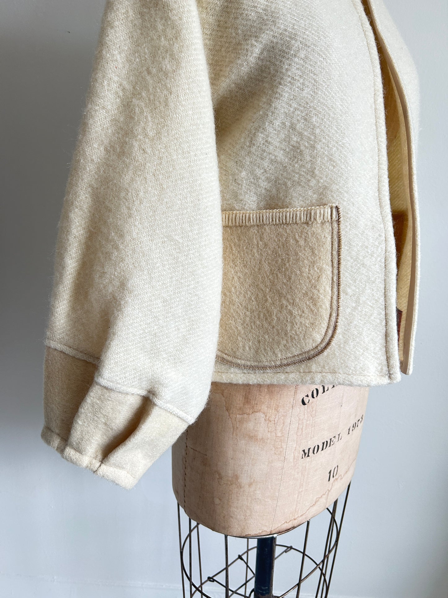 Vivianne Cropped Jacket with Upcycled Vintage Wool Size M/L #VIVW11