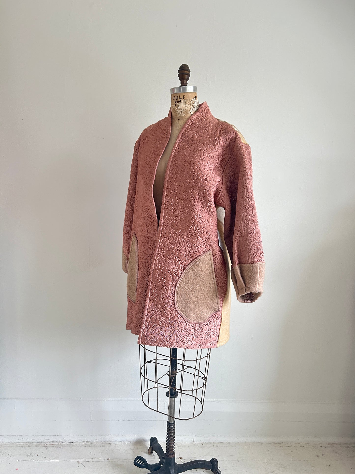 Vivianne Jacket with Upcycled Vintage Wool & Quilted Textile Size M/L #VIVW14