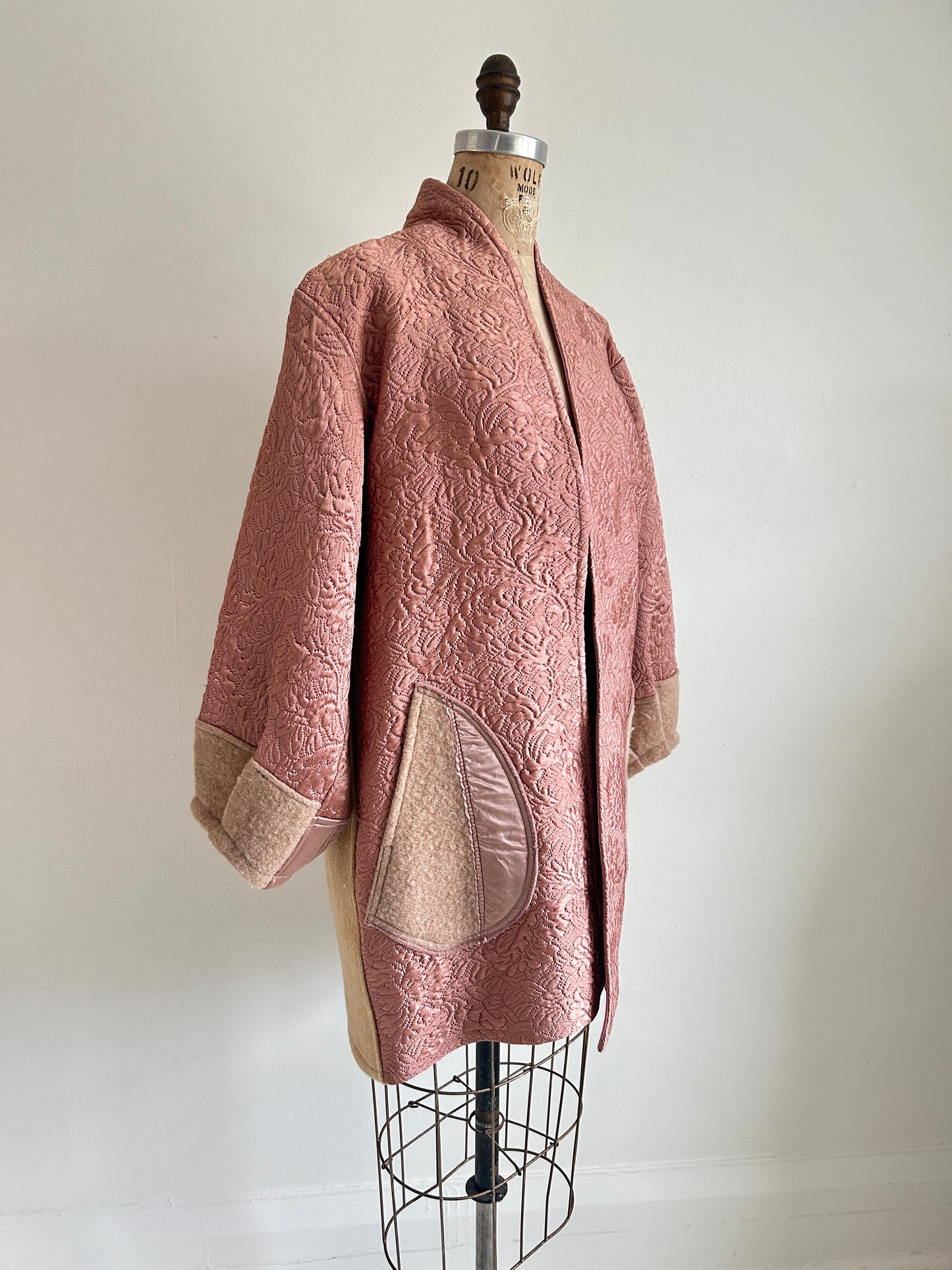 Vivianne Jacket with Upcycled Vintage Wool & Quilted Textile Size M/L #VIVW14