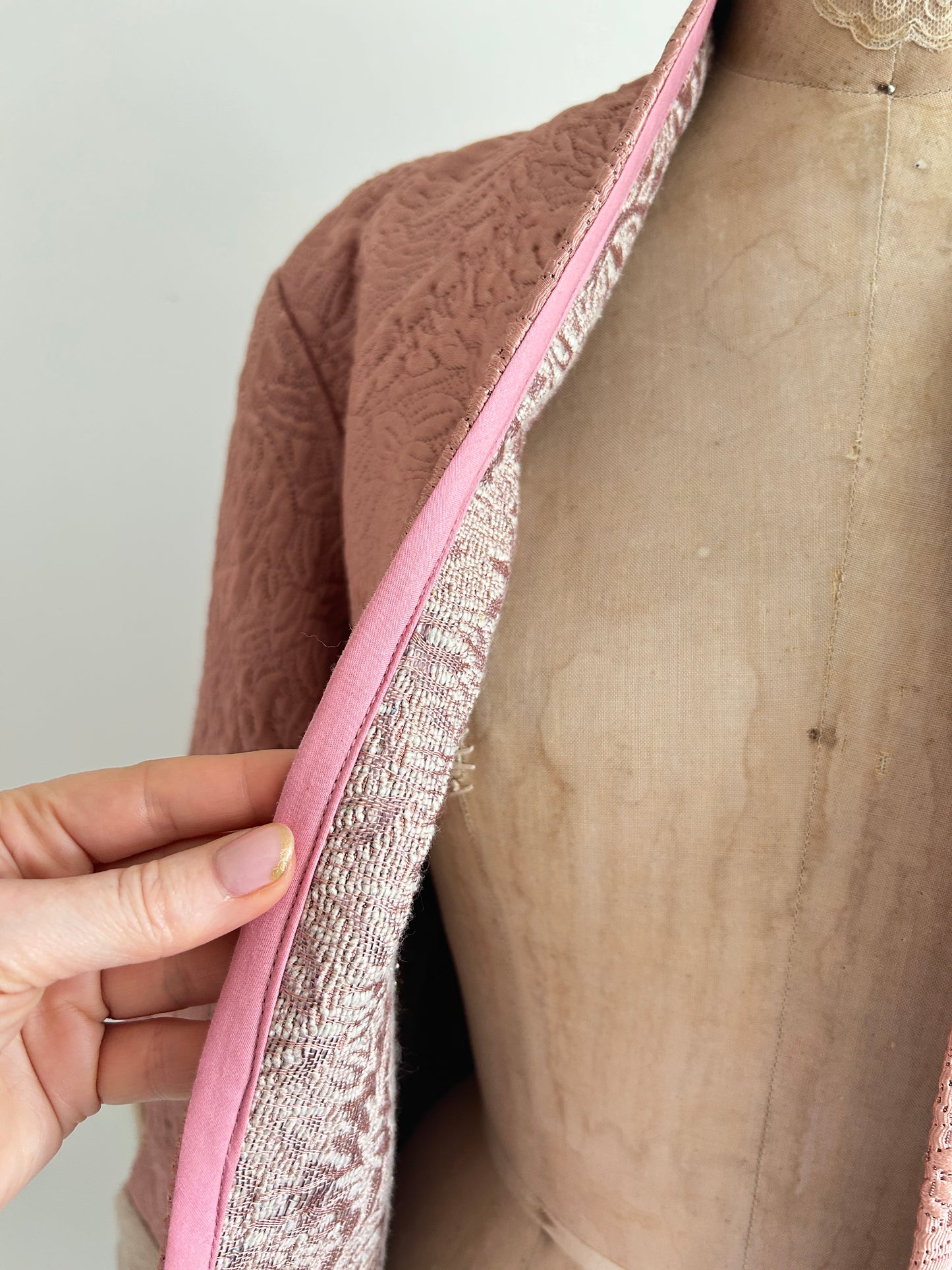 Vivianne Jacket with Upcycled Vintage Wool & Quilted Textile Size M/L #VIVW14