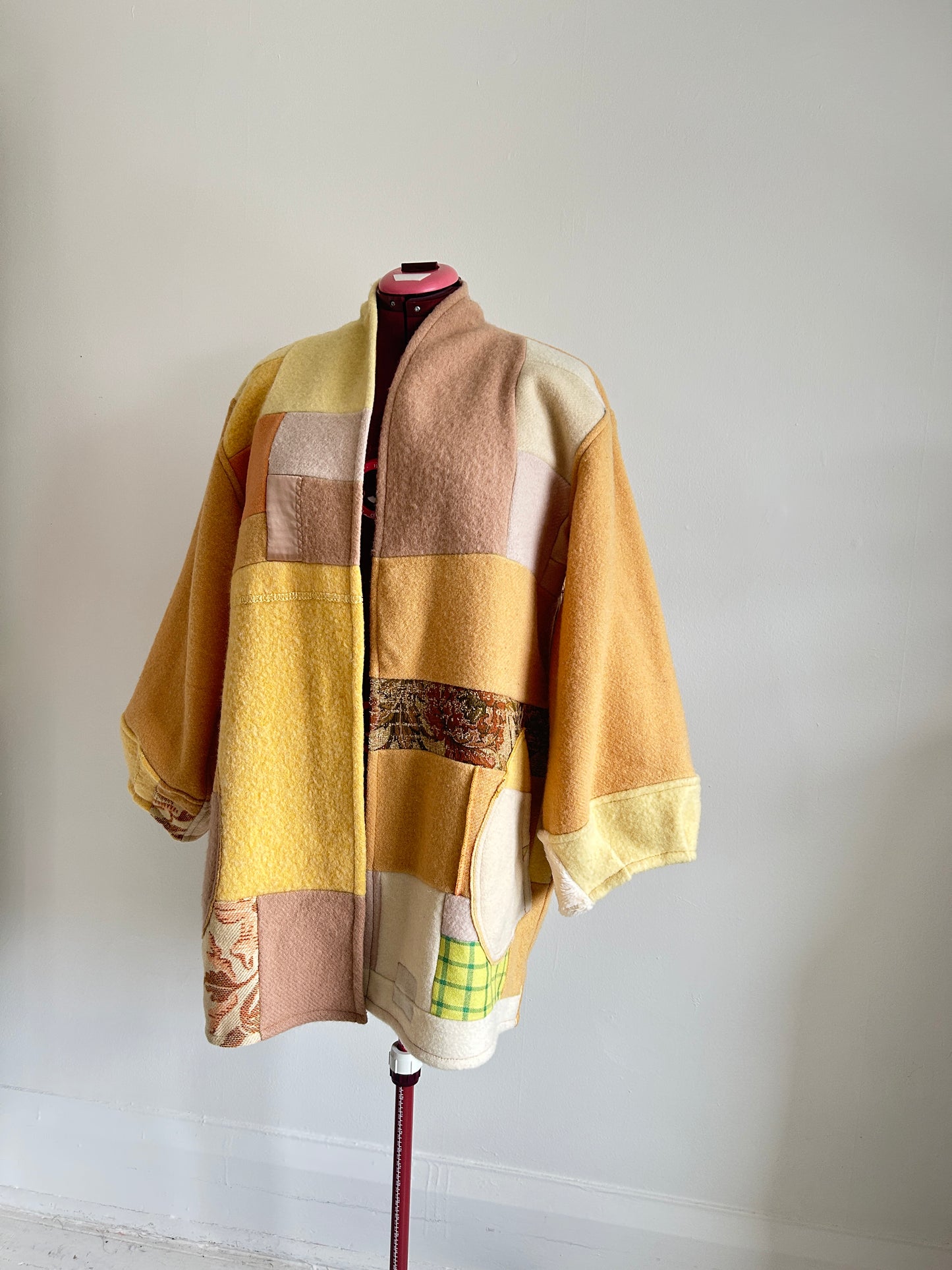 Vivianne Jacket with Upcycled Vintage Wool Patchwork Size 2X/3X #VIVW15