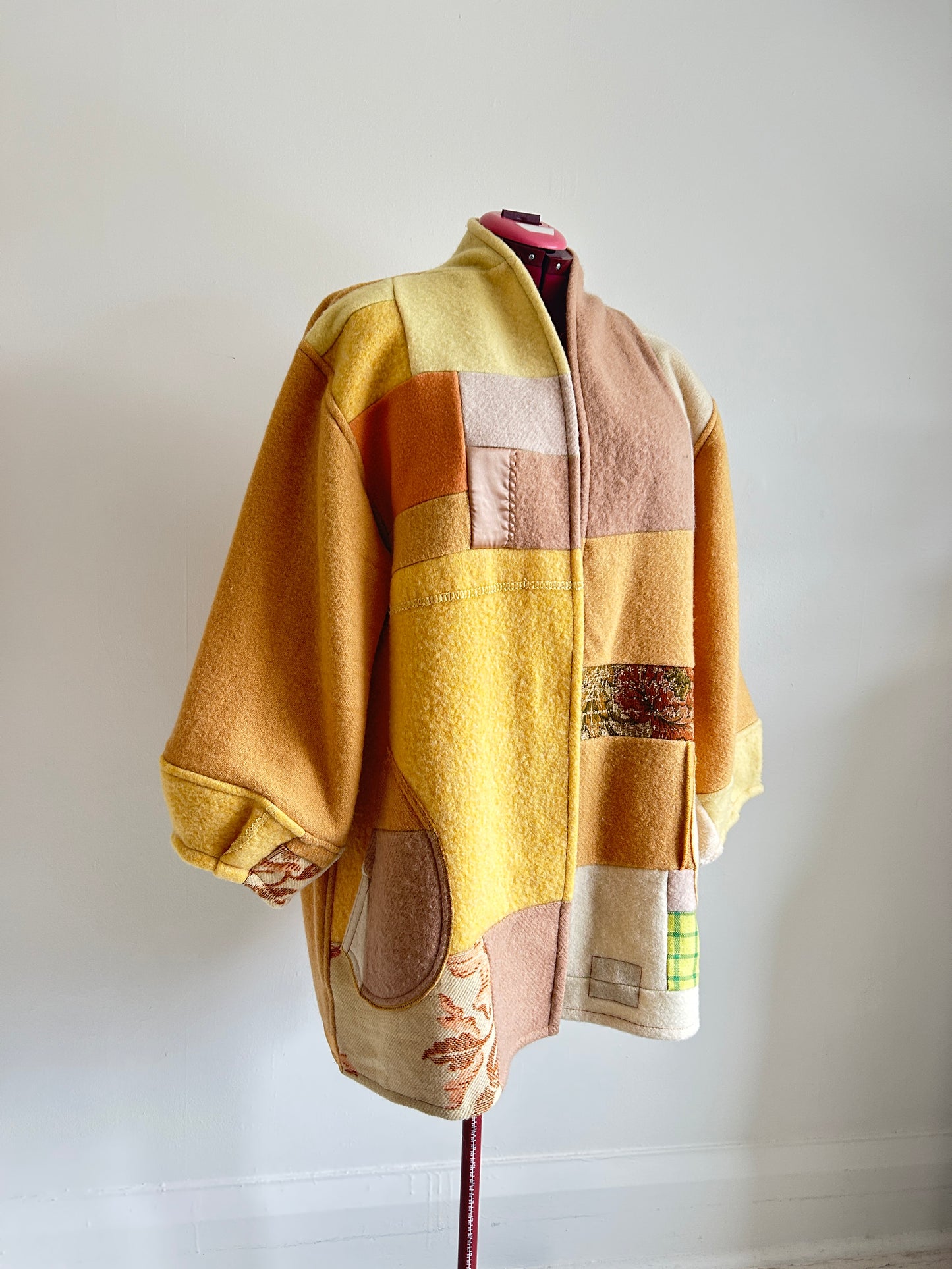 Vivianne Jacket with Upcycled Vintage Wool Patchwork Size 2X/3X #VIVW15