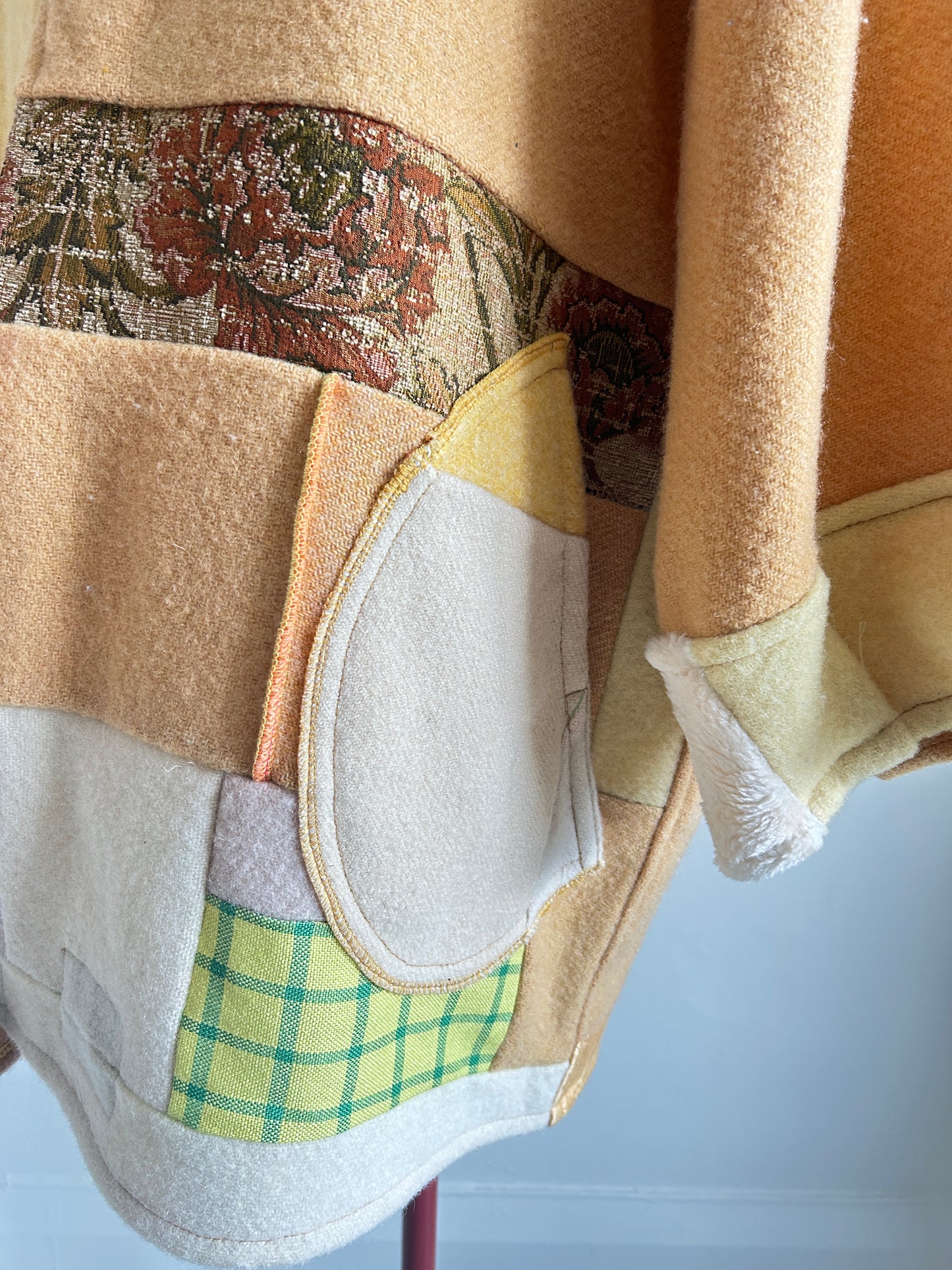Vivianne Jacket with Upcycled Vintage Wool Patchwork Size 2X/3X #VIVW15