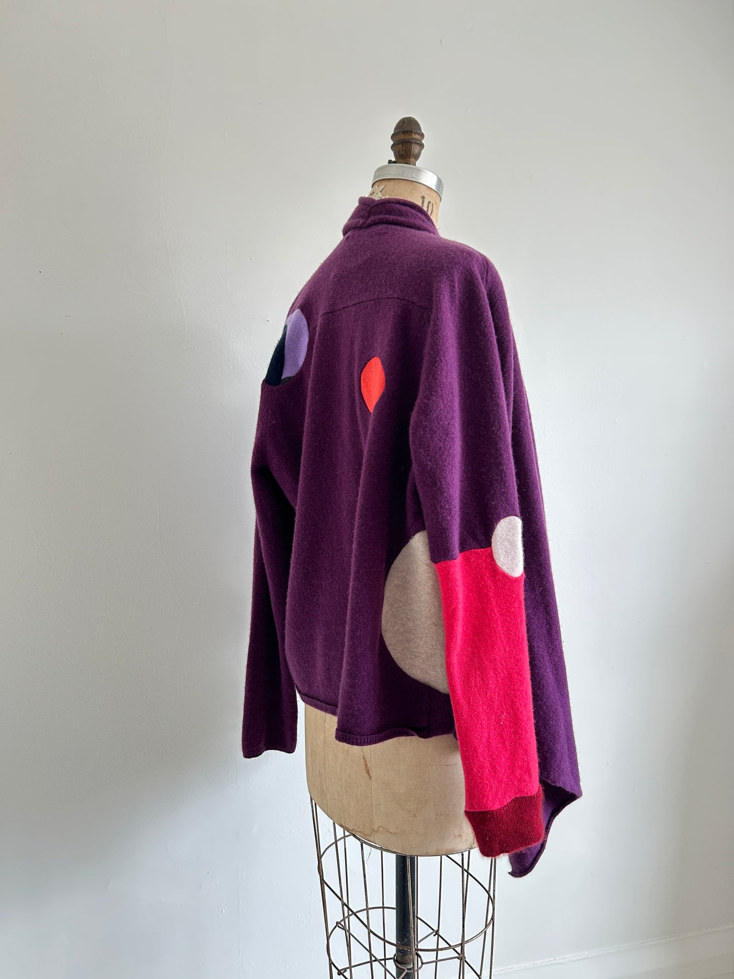 Abstract Art Patched Upcycled Lord & Taylor Cashmere Sweater M/L #ART19