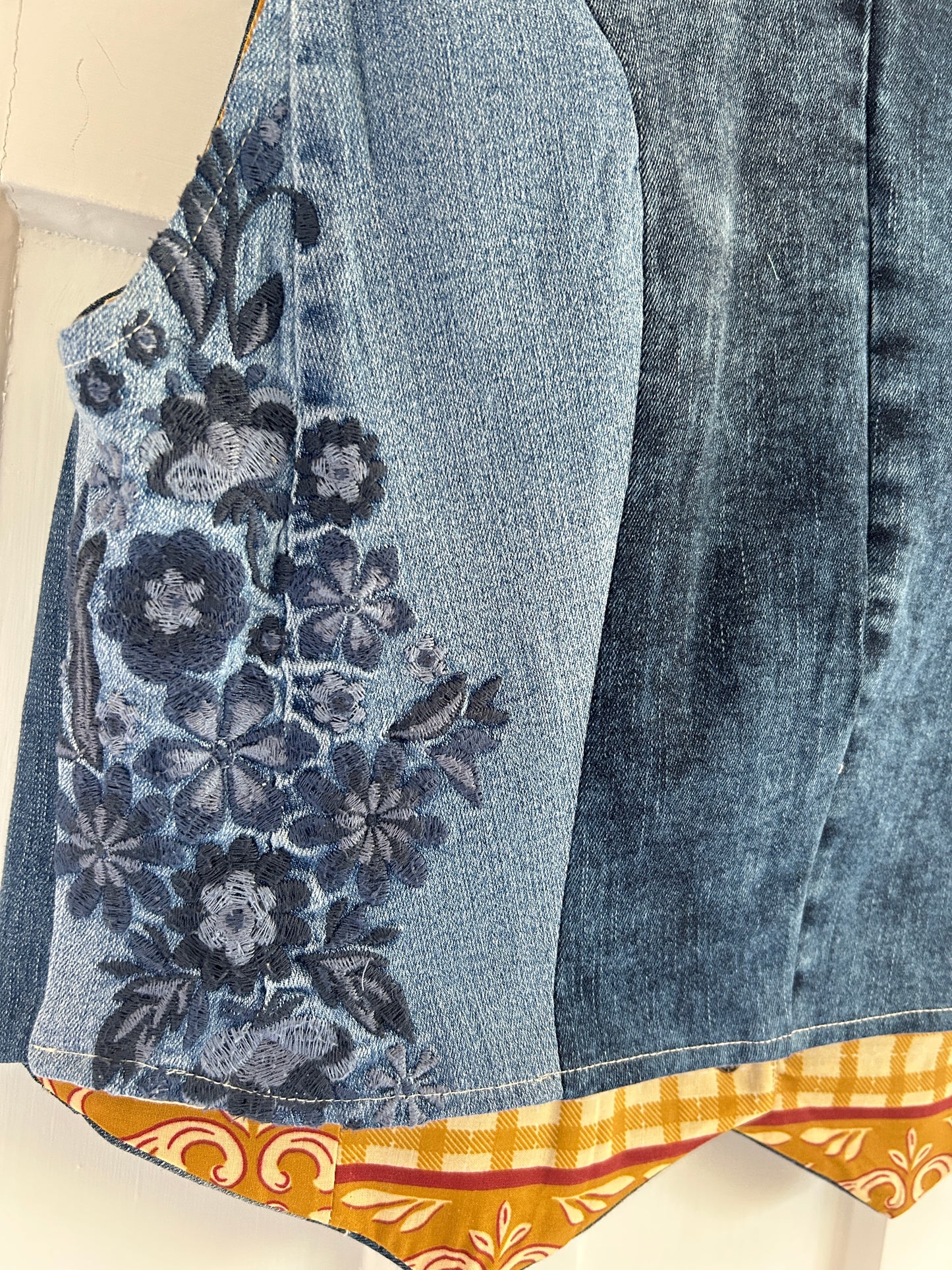 Leni Reclaimed Patchwork Denim Vest with Cotton Lining XL #LENI9