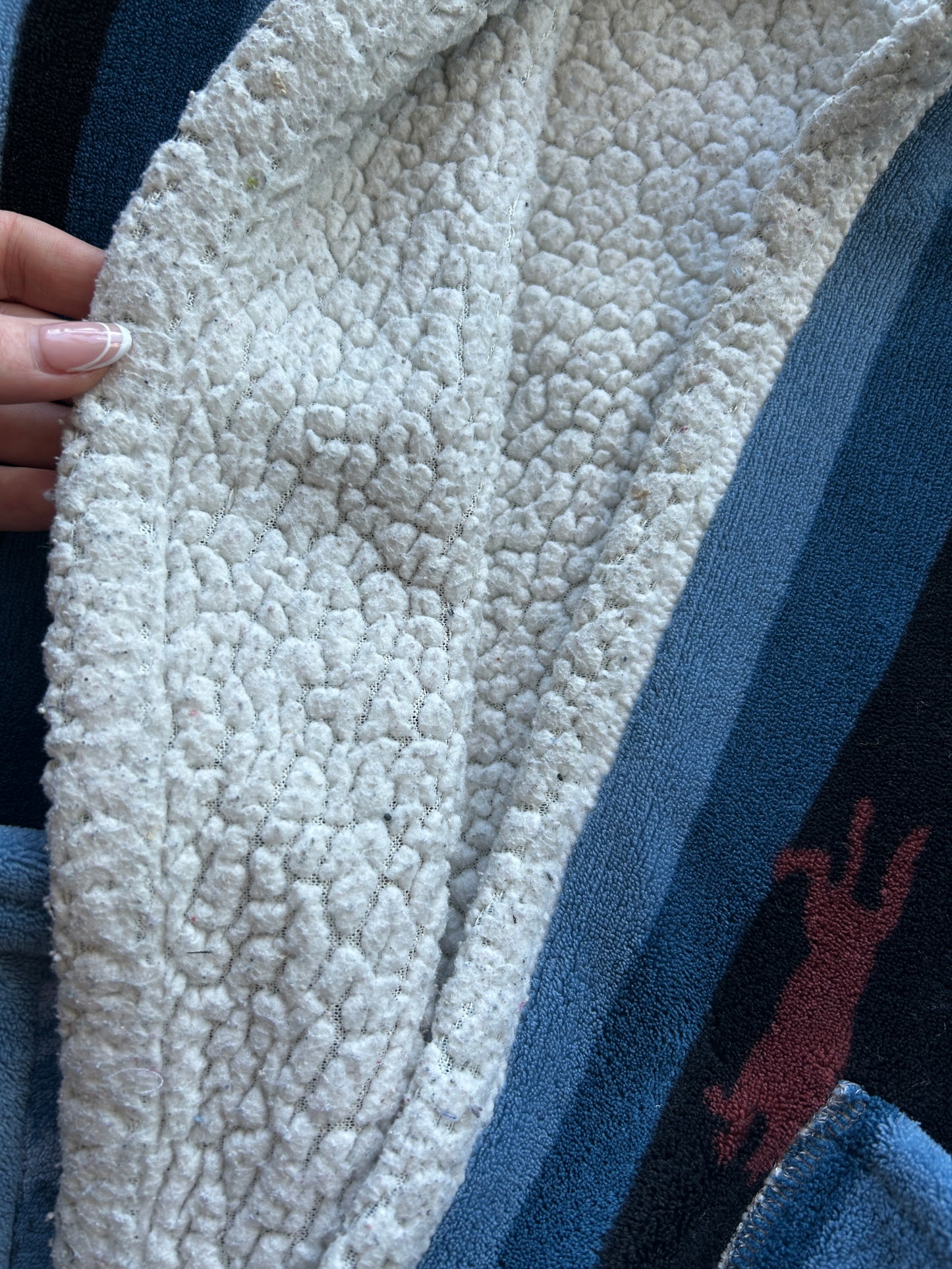 Vivianne Cropped Jacket with Upcycled Fleece Throw Blanket Wolf Size M/L #VIVFLE2